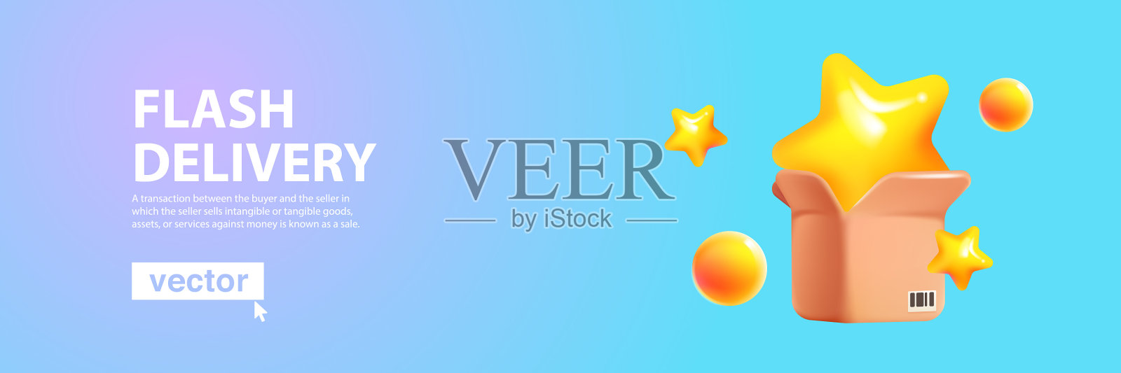 带有纸箱和星星的送货横幅插画图片素材