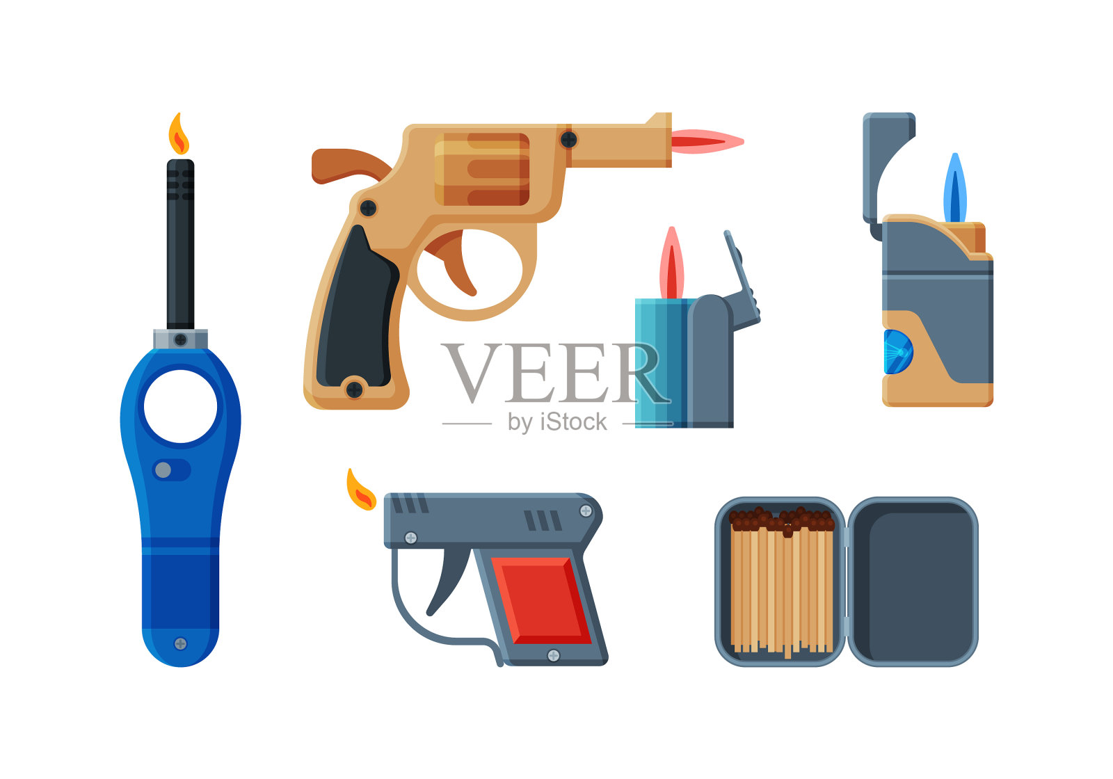 打火机和火柴盒作为便携式设备插画图片素材