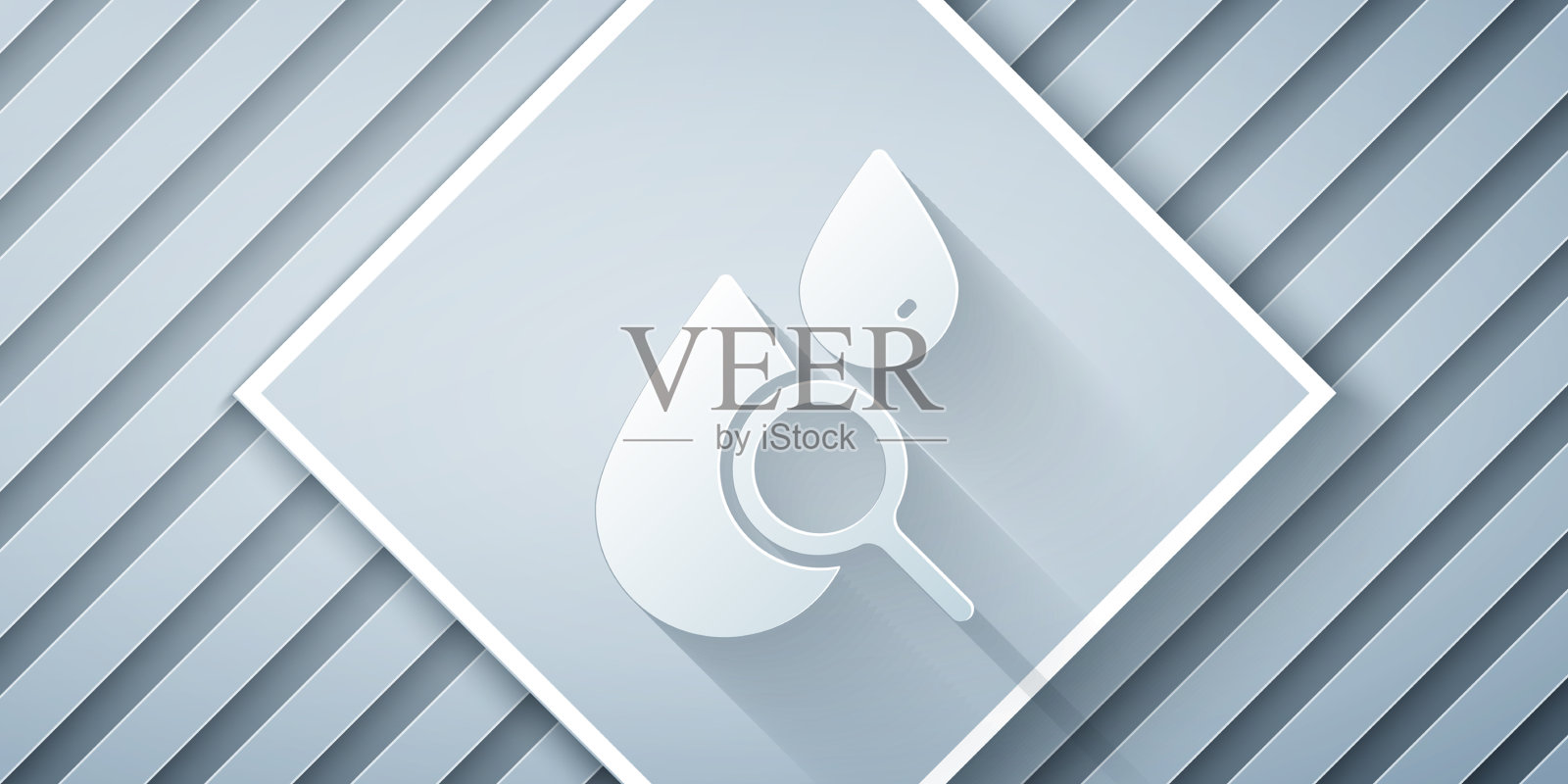 剪纸滴和放大镜图标隔离插画图片素材