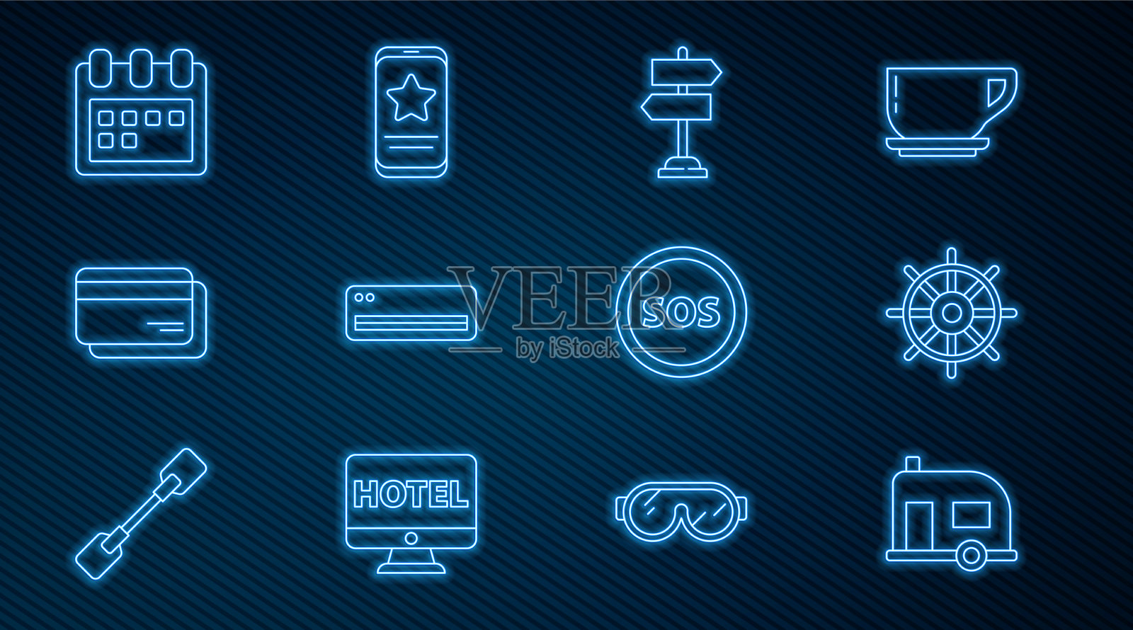 设置行房车露营拖车船方向盘图标素材