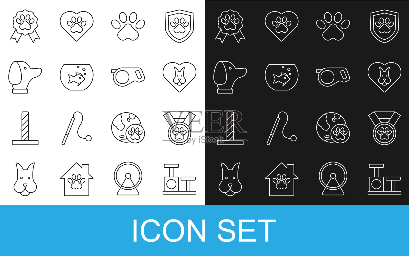 设置线猫抓挠与玩具宠物奖图标素材