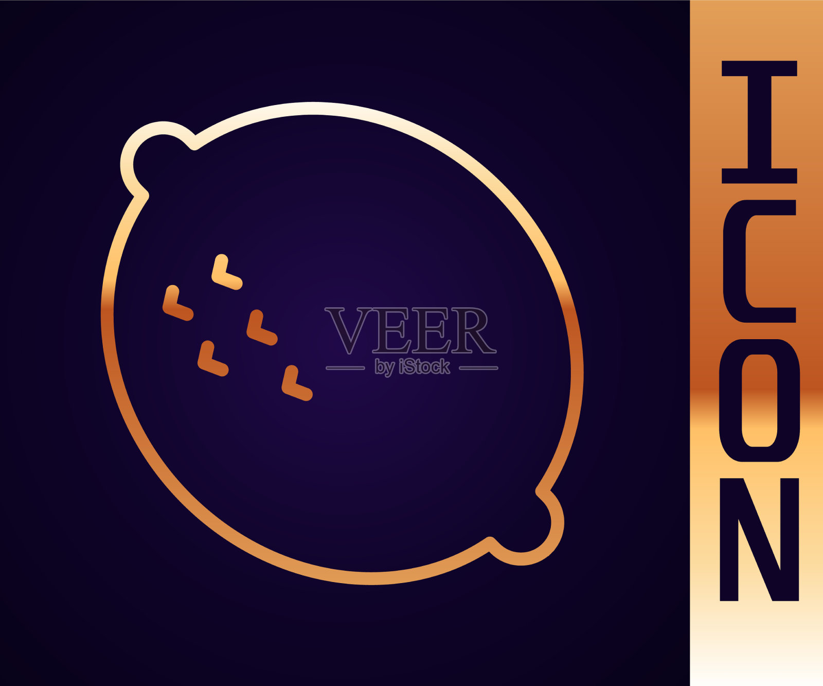 金色线柠檬图标隔离在黑色背景上插画图片素材