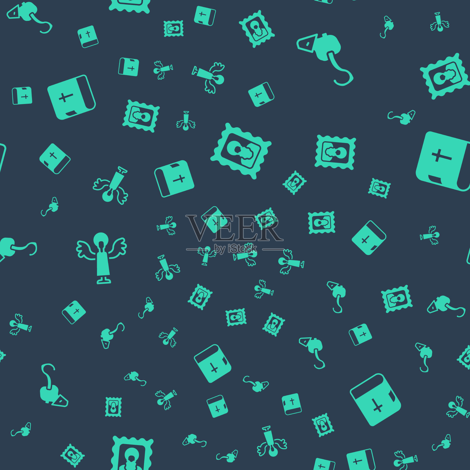 集基督教圣像、神器、天使和圣杖于一身图标素材