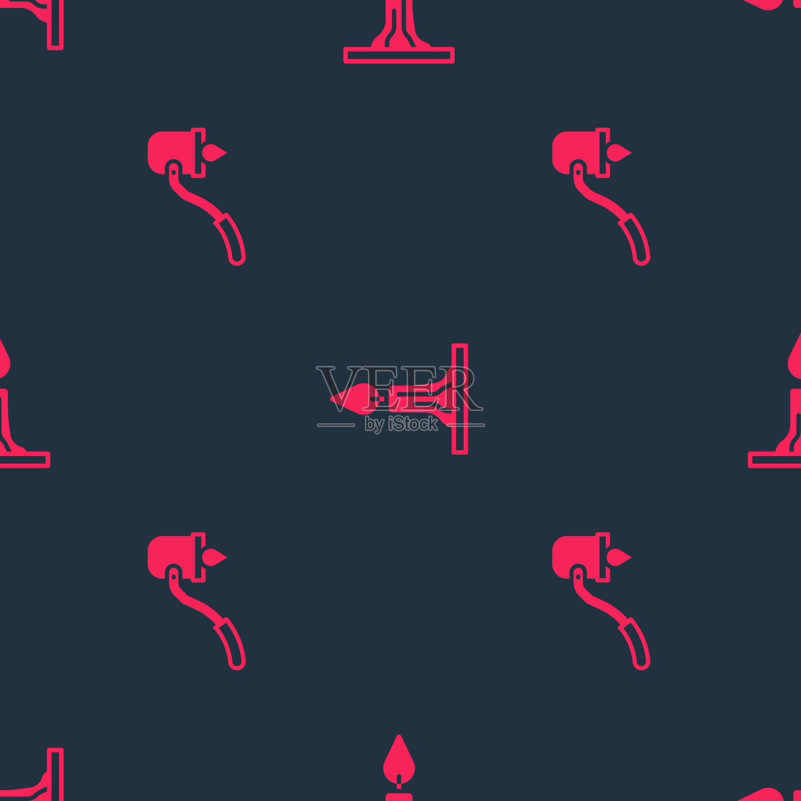 将桑拿勺和燃烧的蜡烛无缝连接图标素材