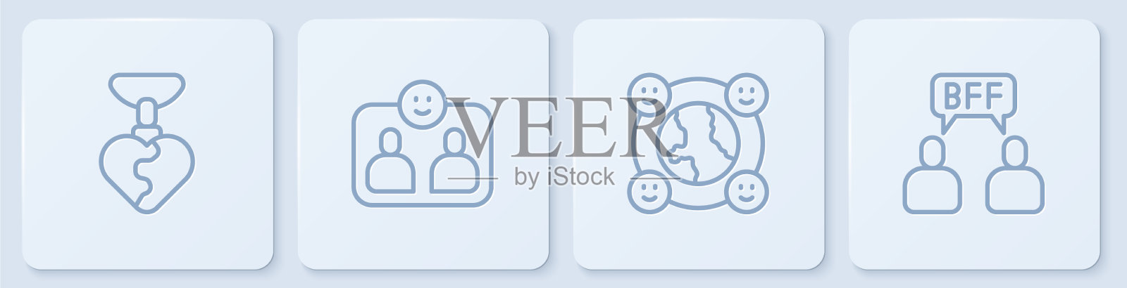 设线项链与心形国际图标素材