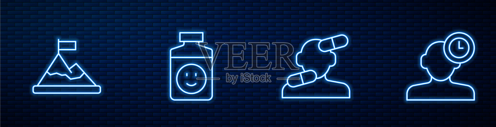 定位线镇静剂山峰与旗帜上图标素材