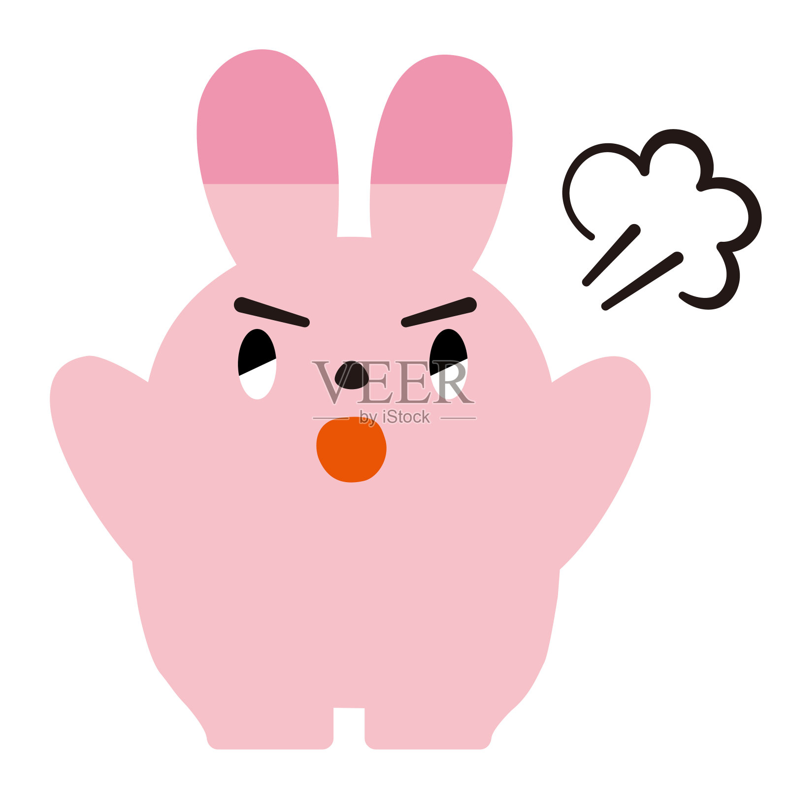 可爱消极的兔子生气插画图片素材