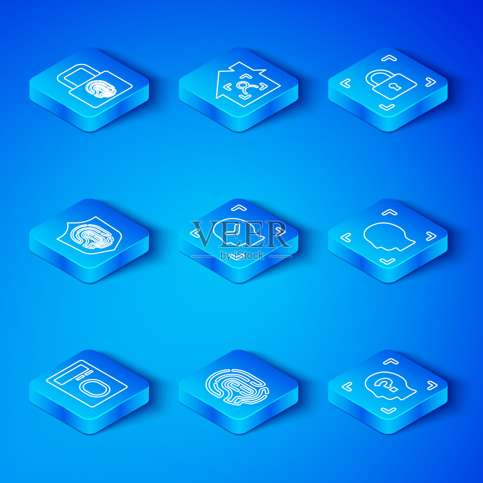 设置线指纹与锁脸识别图标素材