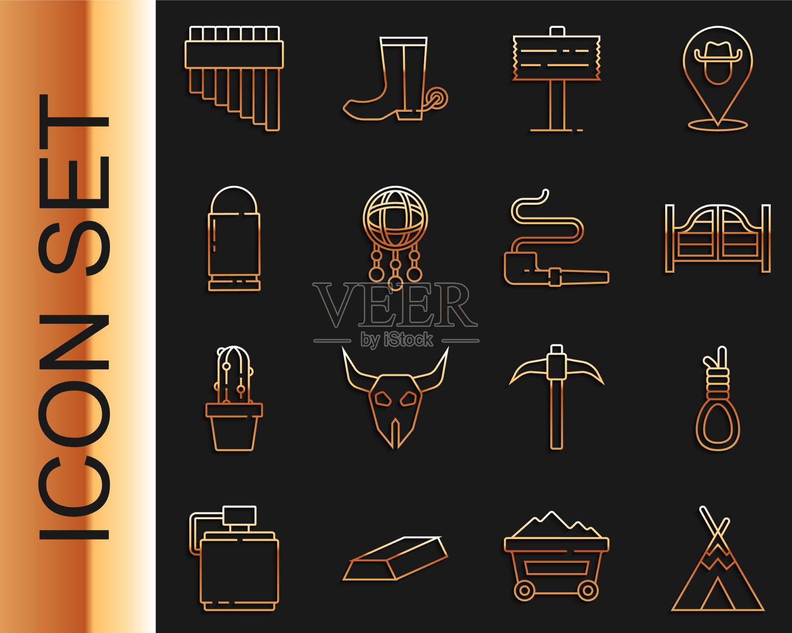 印第安人帐篷或棚屋绞架绳图标素材