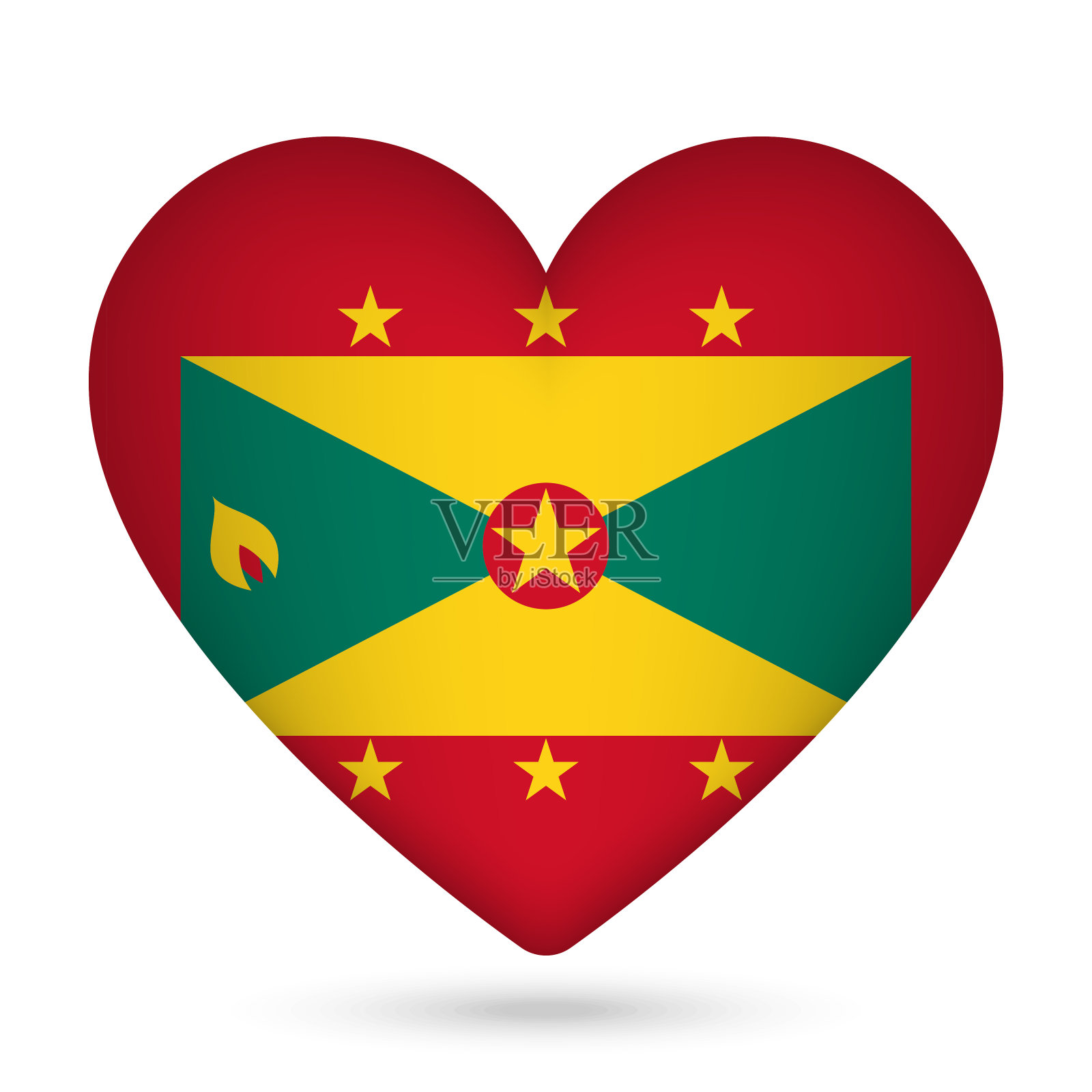 心形格林纳达国旗。矢量插图。插画图片素材