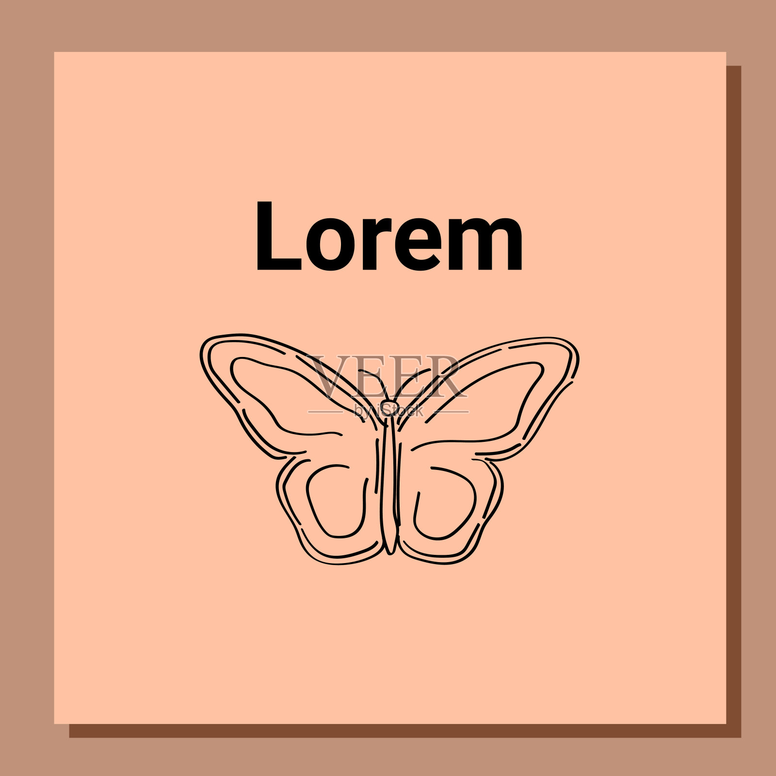 蝴蝶标志模板。在米色上复制空格文本。矢量插图。插画图片素材