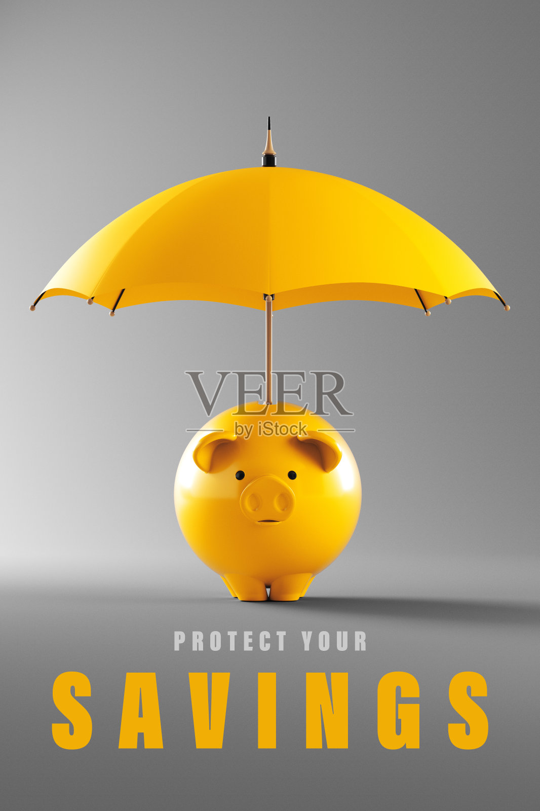 橙色的存钱罐和橙色的雨伞照片摄影图片