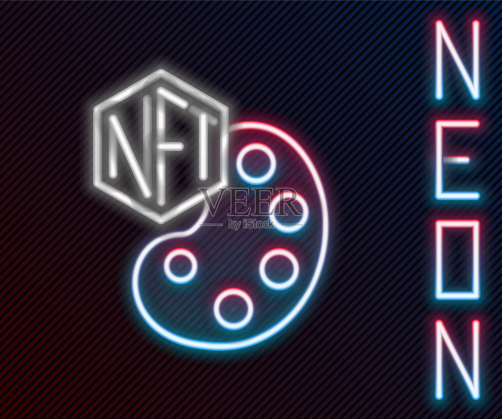 发光的霓虹灯线NFT数字加密艺术图标插画图片素材