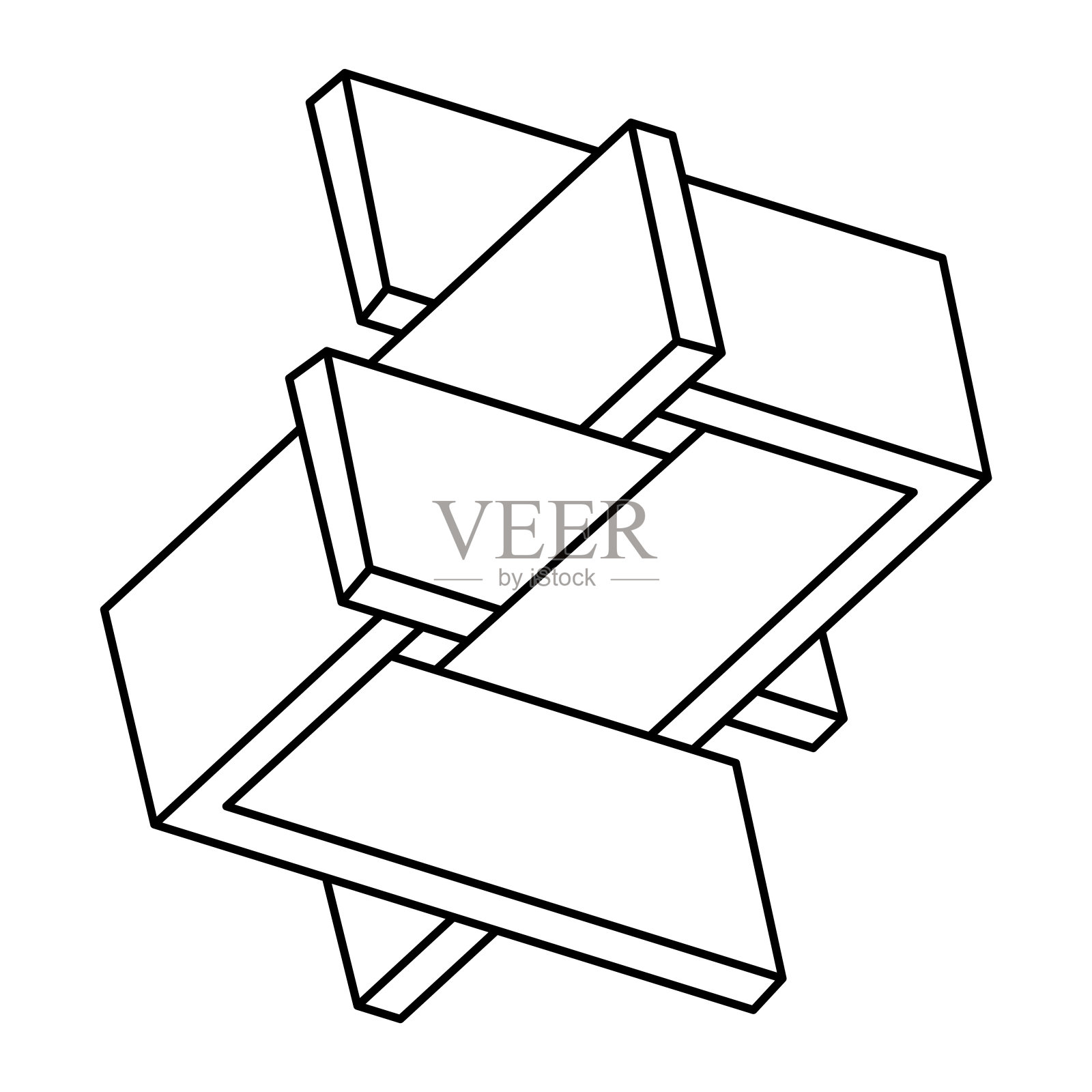 不可能的光学错觉形状。欧普艺术作品。神圣几何学。不可能的数据。线的艺术。插画图片素材