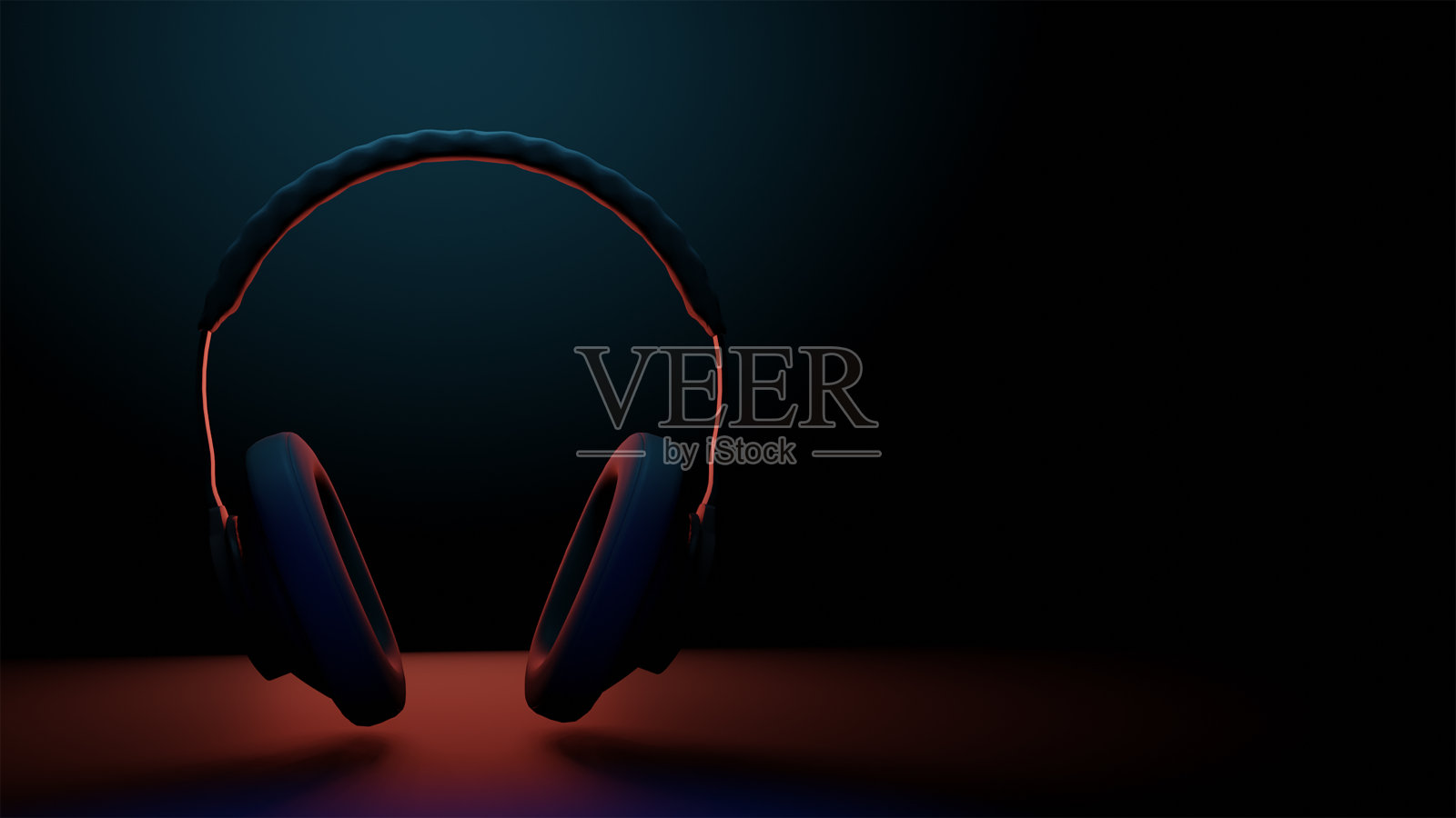 3D耳机与工作室照明照片摄影图片