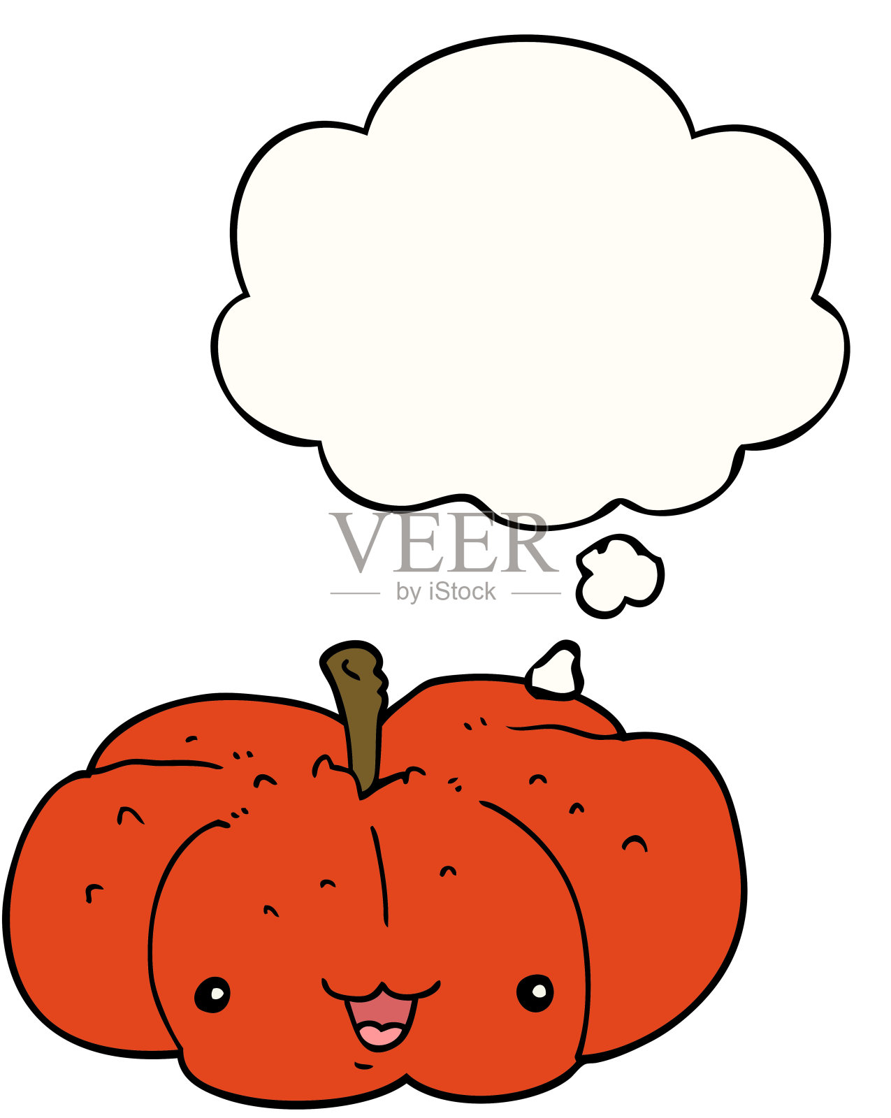 带有思想泡泡的卡通南瓜插画图片素材