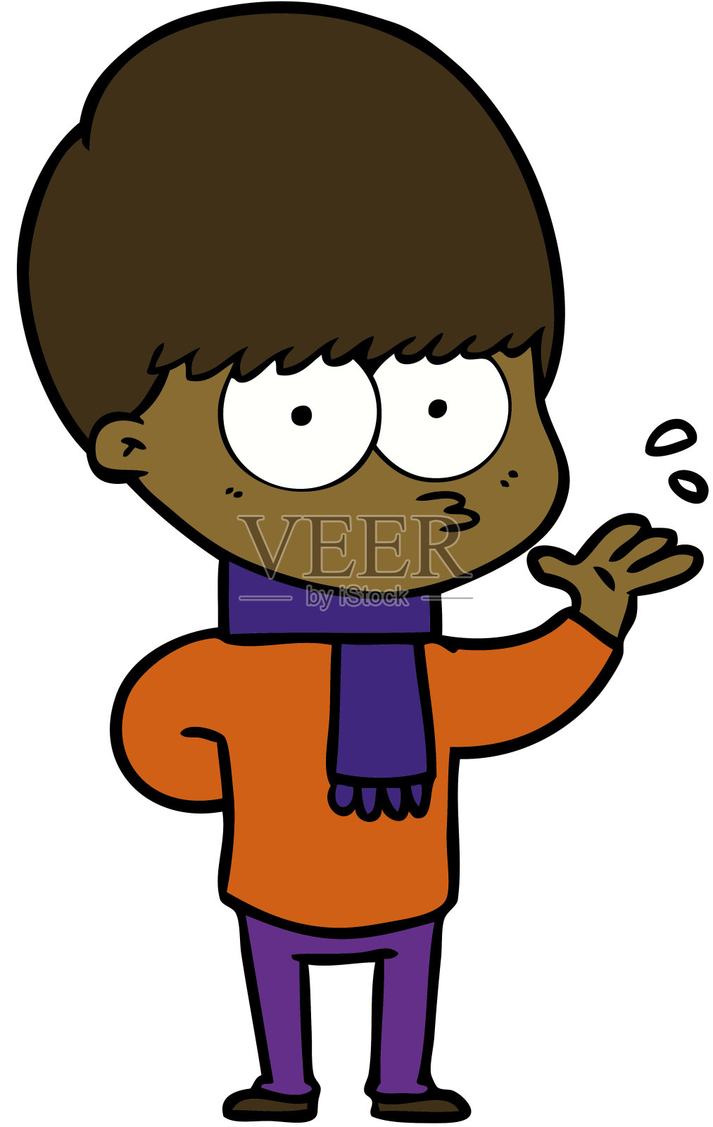 紧张的卡通男孩插画图片素材