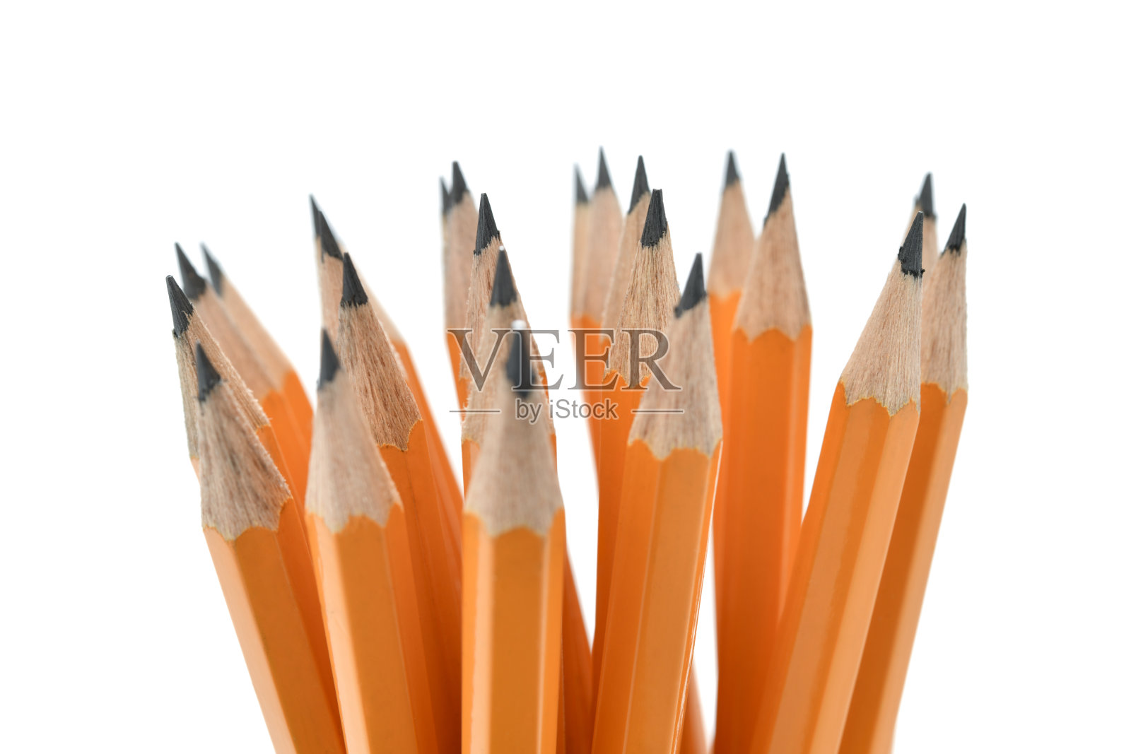 白色背景上孤立的一组铅笔照片摄影图片