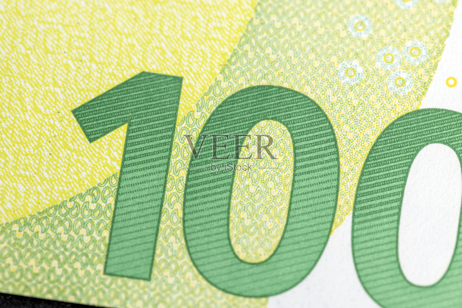 欧盟100欧元纸币的特写照片摄影图片
