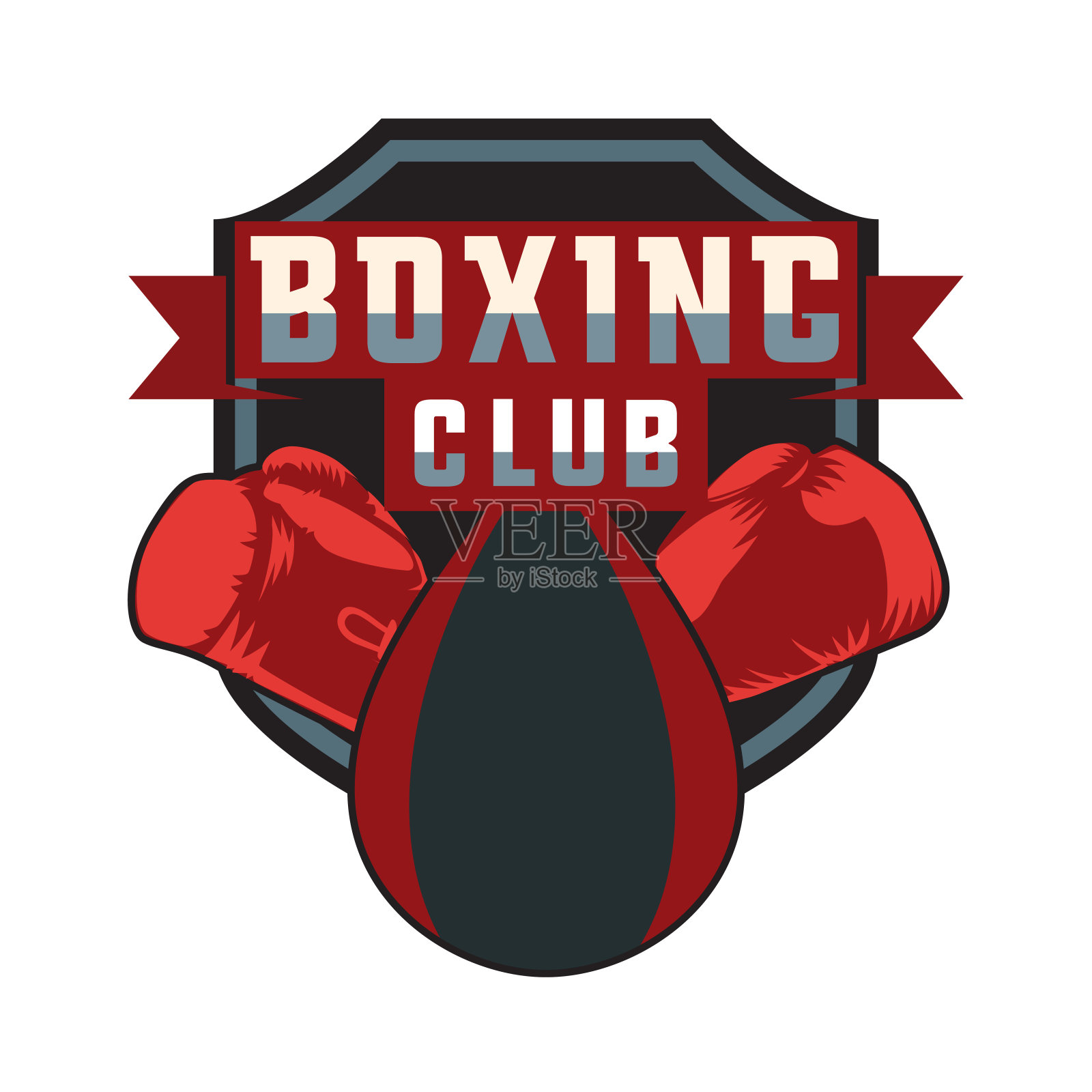 拳击徽章孤立的白色背景，矢量插图插画图片素材
