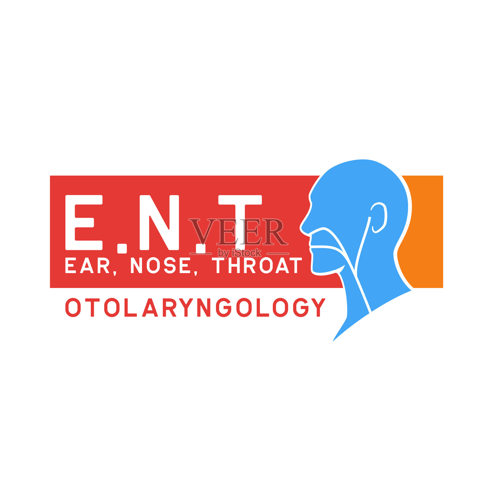 耳鼻喉(ENT)标志为耳鼻喉科医生诊所概念。矢量图插画图片素材