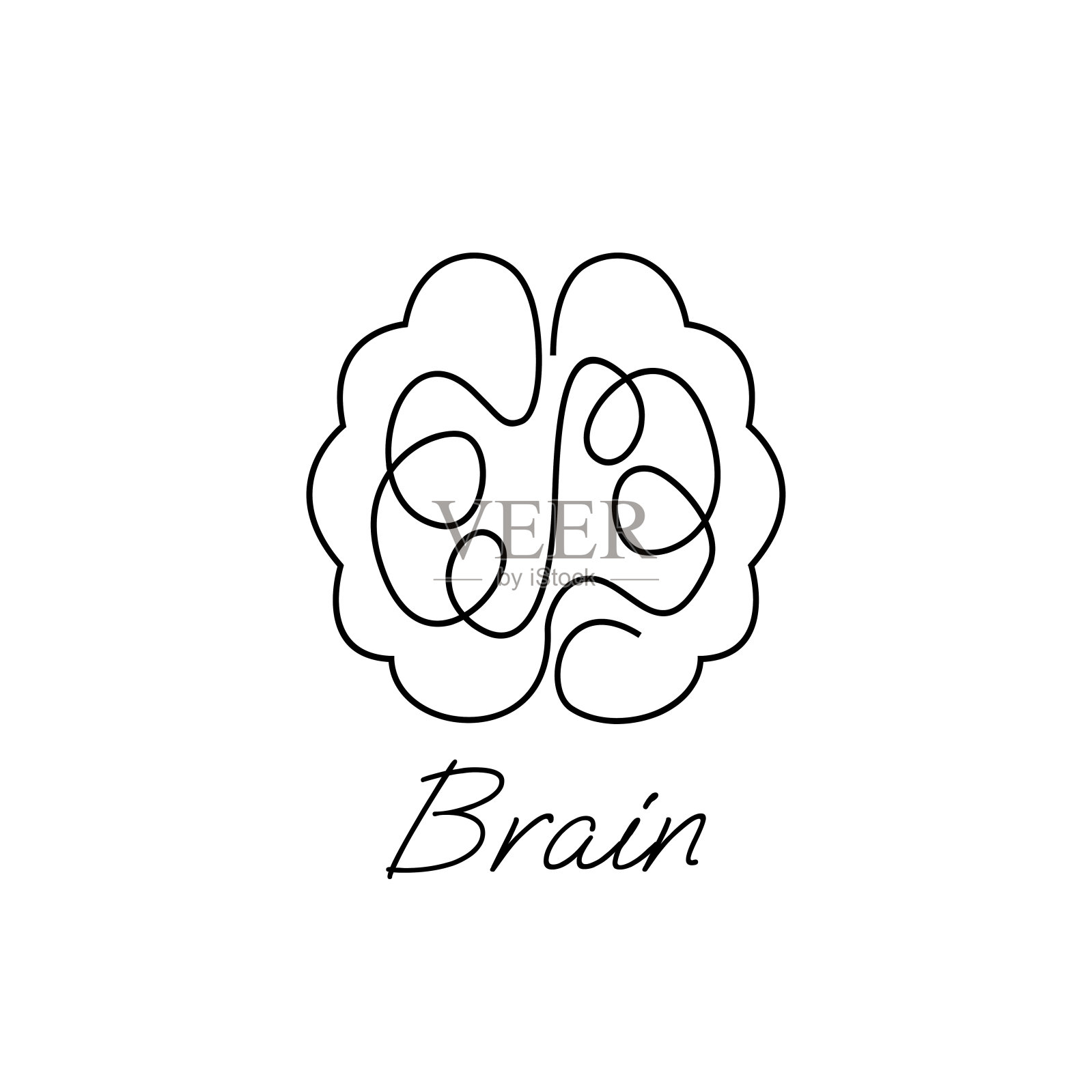大脑图标继续单线插图插画图片素材