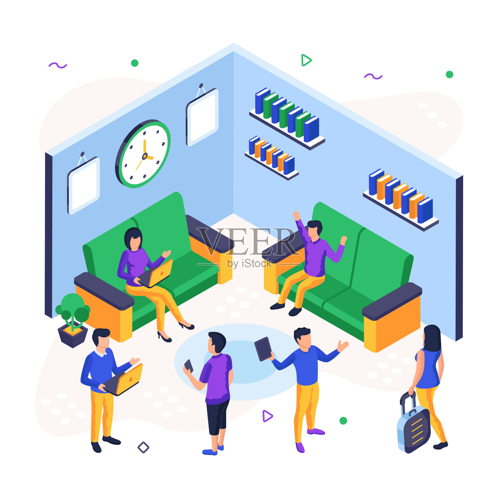 等候区插画图片素材