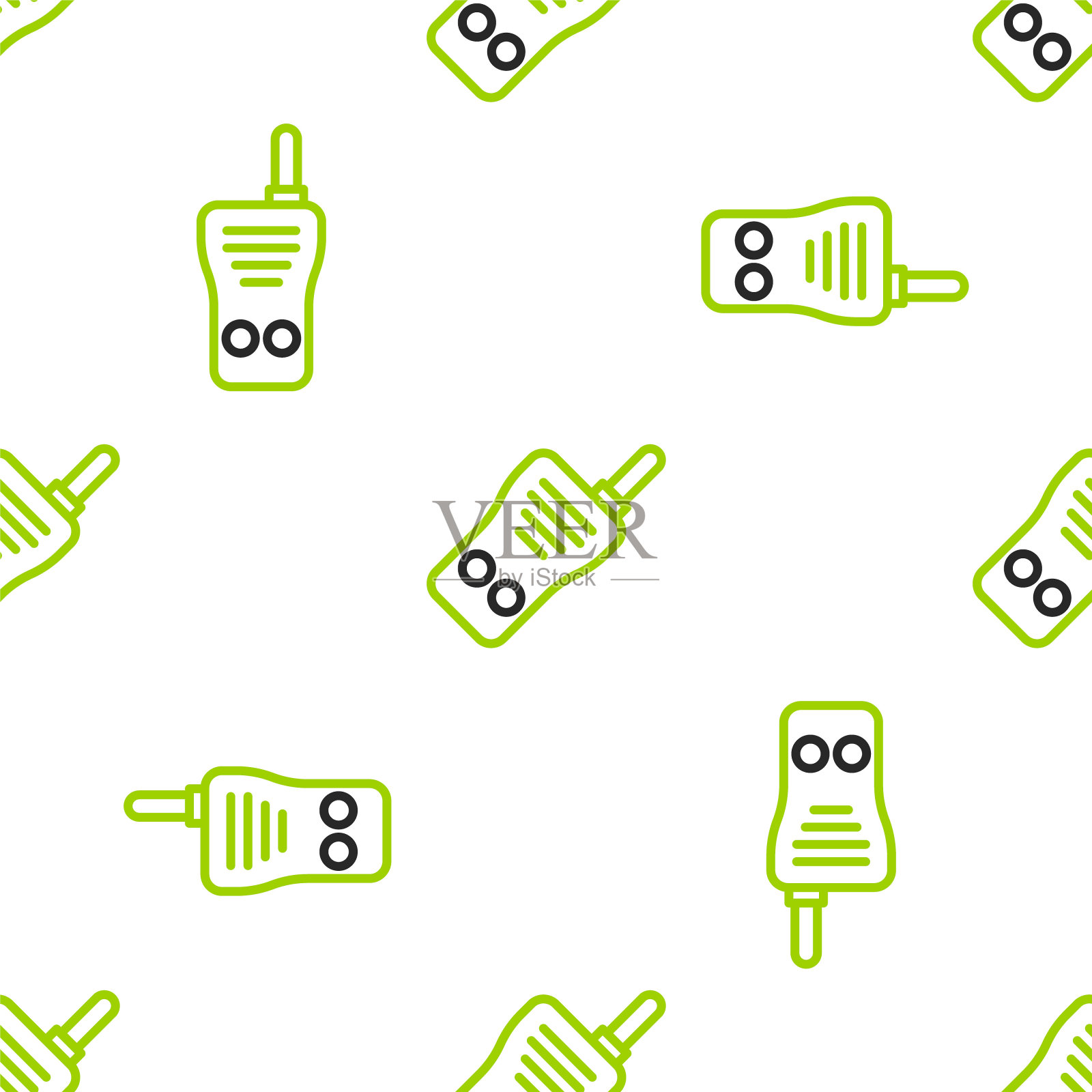 线对讲机图标隔离无缝模式上的白色背景。便携式无线电发射机图标。无线电收发信号。向量插画图片素材