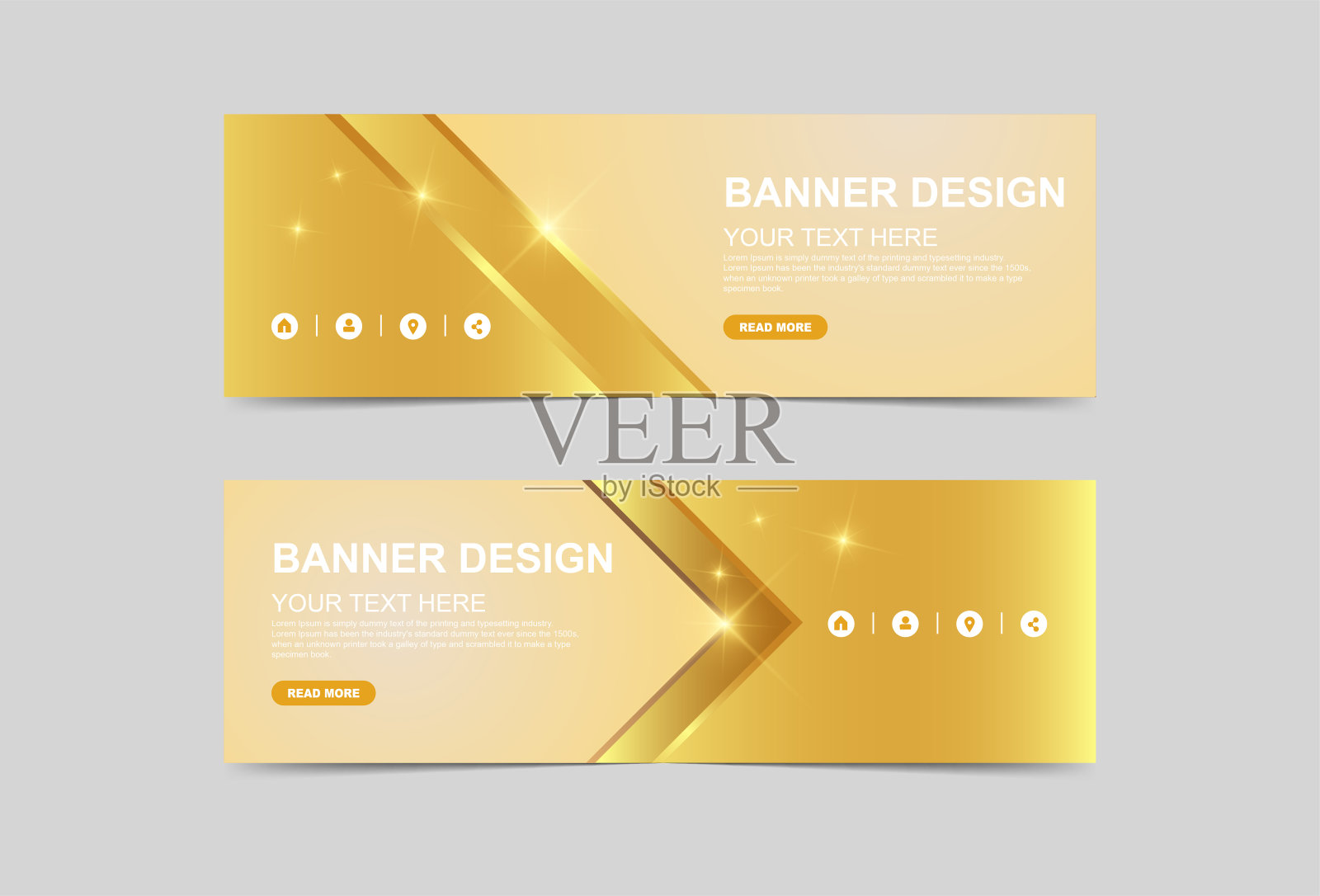 抽象豪华闪亮的金色横幅和宣传册设计插画图片素材