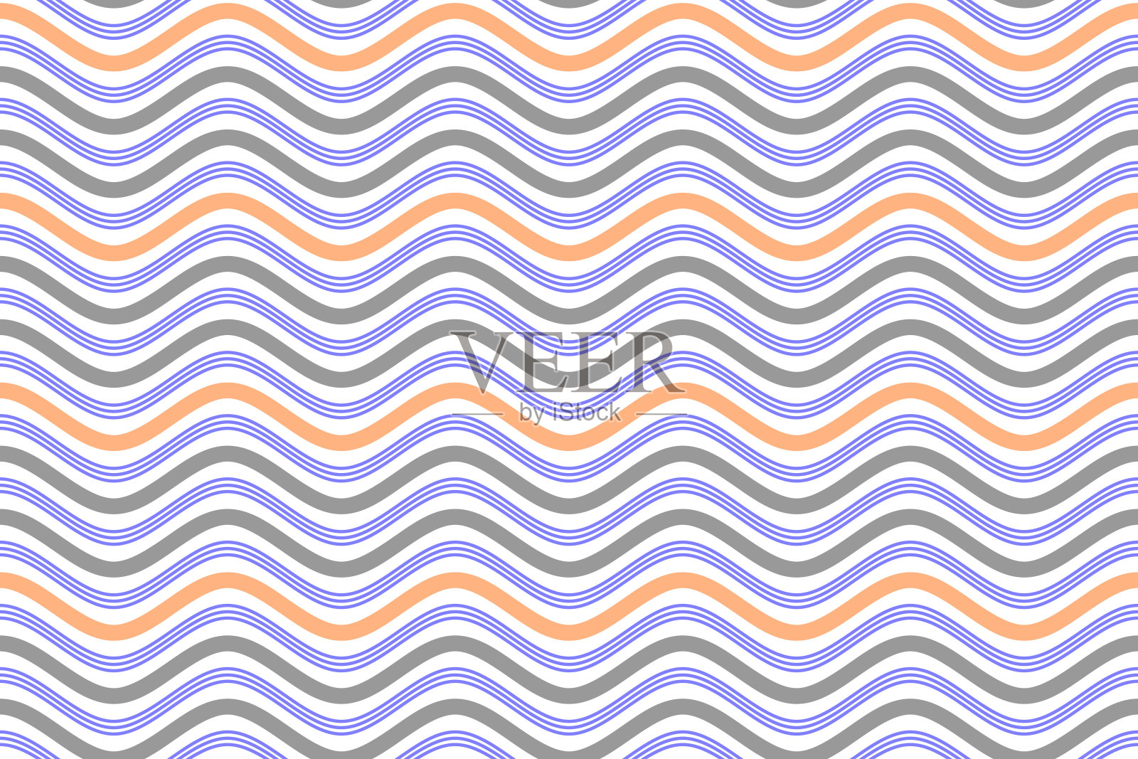 橙色和灰色液体波线无缝模式的白色背景矢量。插画图片素材