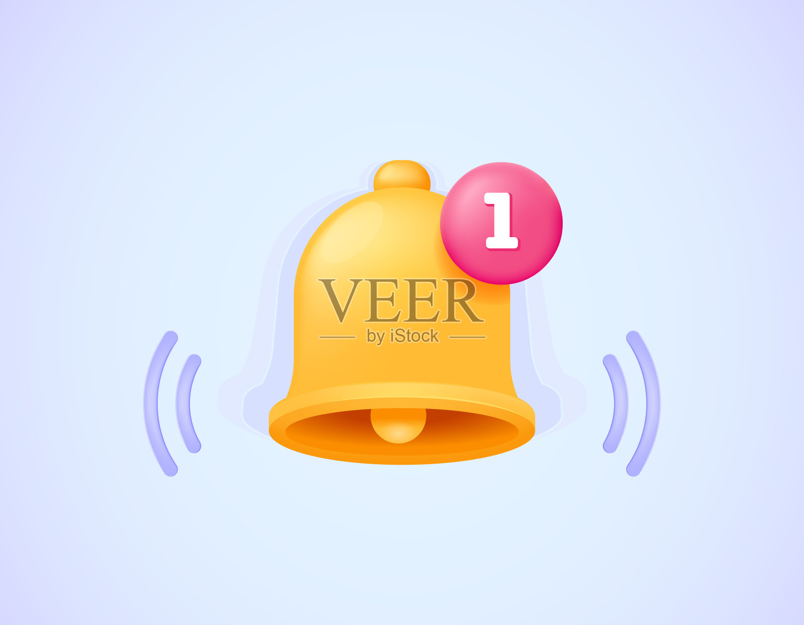 通知铃声图标，提醒，推送消息。落地页的三维插图概念。三维矢量插图的网站，横幅，英雄形象。图标素材