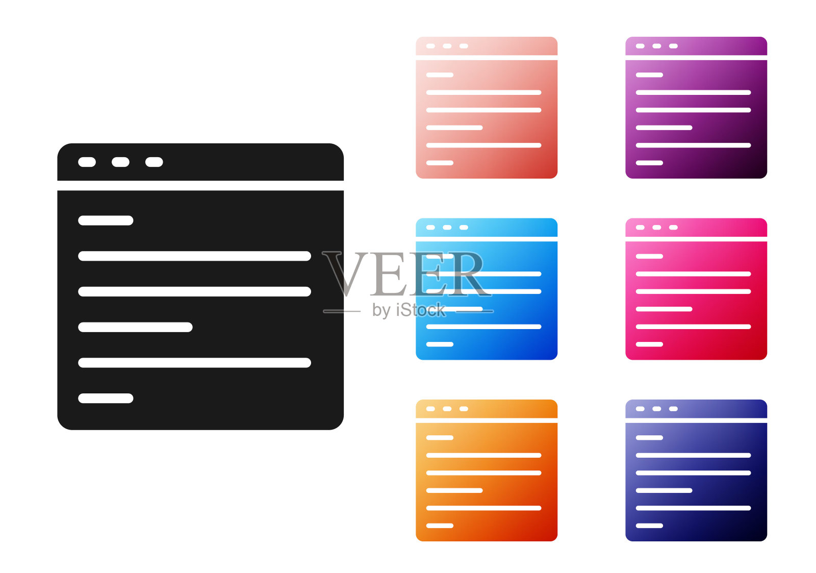 黑色计算机api界面图标隔离在白色背景上。应用程序编程接口API技术。软件集成。设置彩色图标。向量插画图片素材