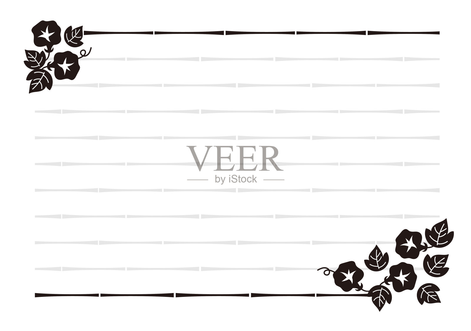 夏季特色牵牛花文具单色水平插画图片素材