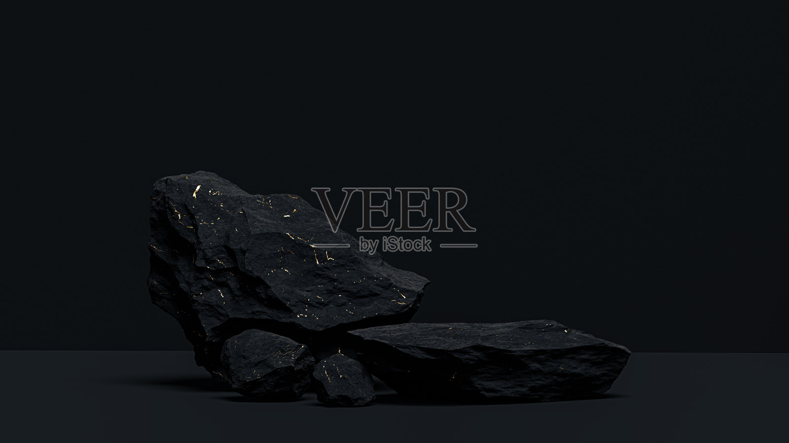 豪华模型平台石与金色大理石纹理的品牌和包装展示。黑色和金色天然底座。化妆品和时尚概念。3 d渲染。3 d演示。照片摄影图片