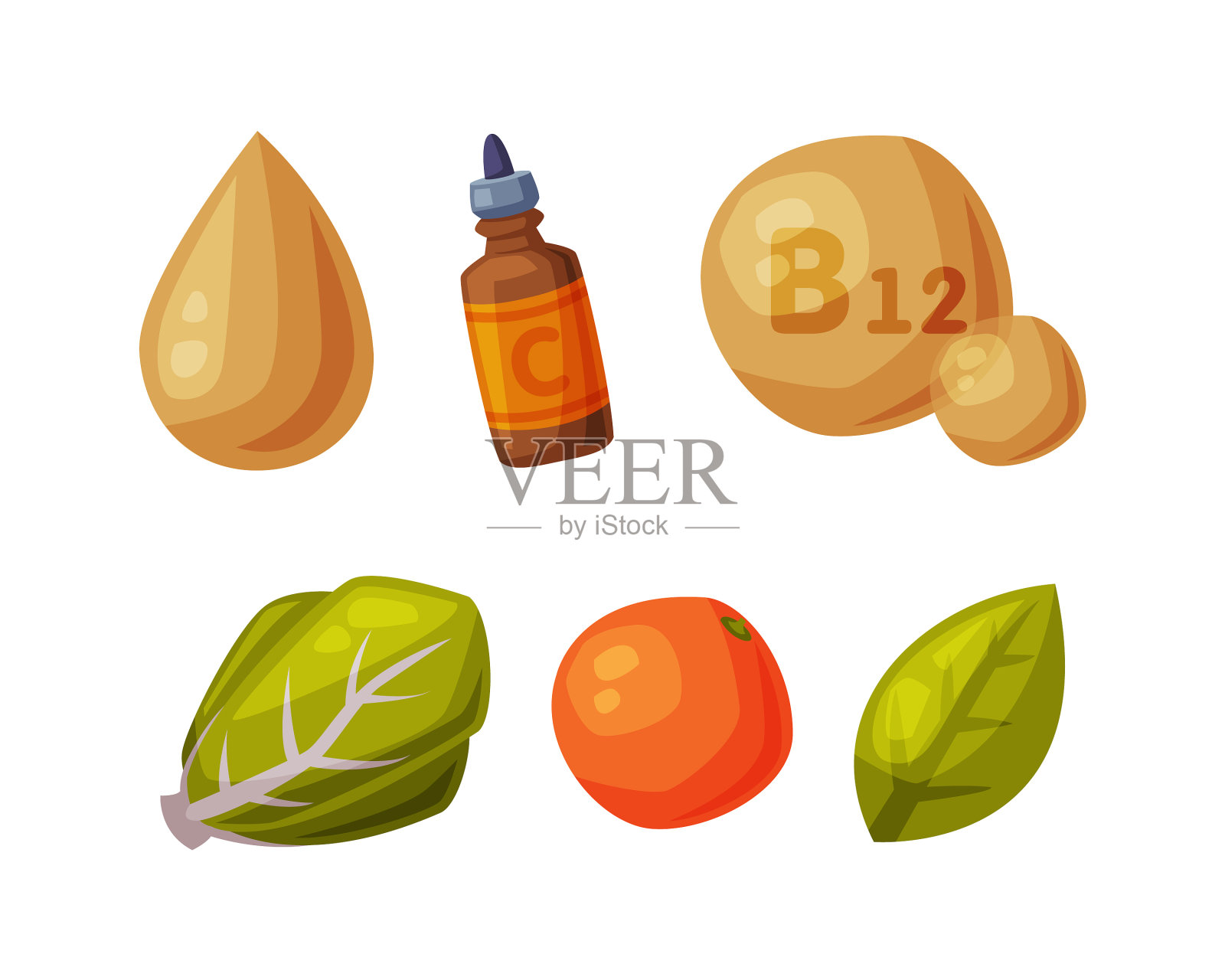 健康的生活方式与食物和维生素有关插画图片素材