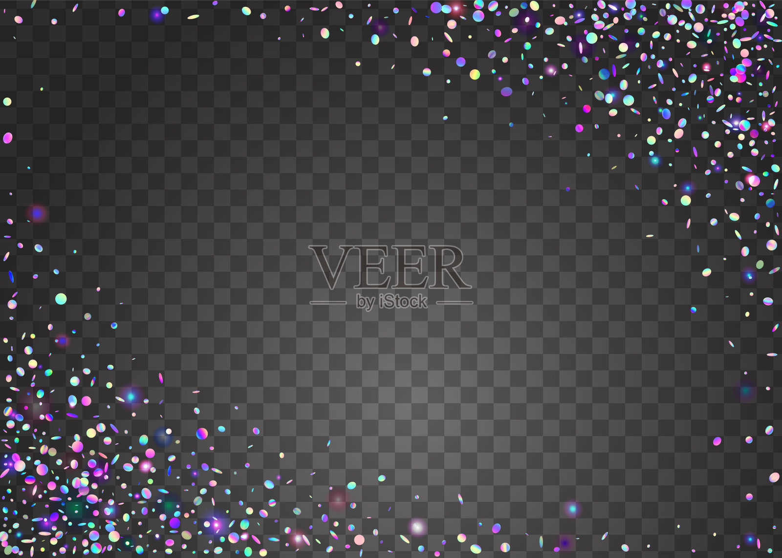 狂欢节的背景。模糊抽象装饰。超现实主义的艺术。万花筒金属箔。金属破裂。独角兽。全息闪闪发光。紫色激光火花。粉红嘉年华背景插画图片素材