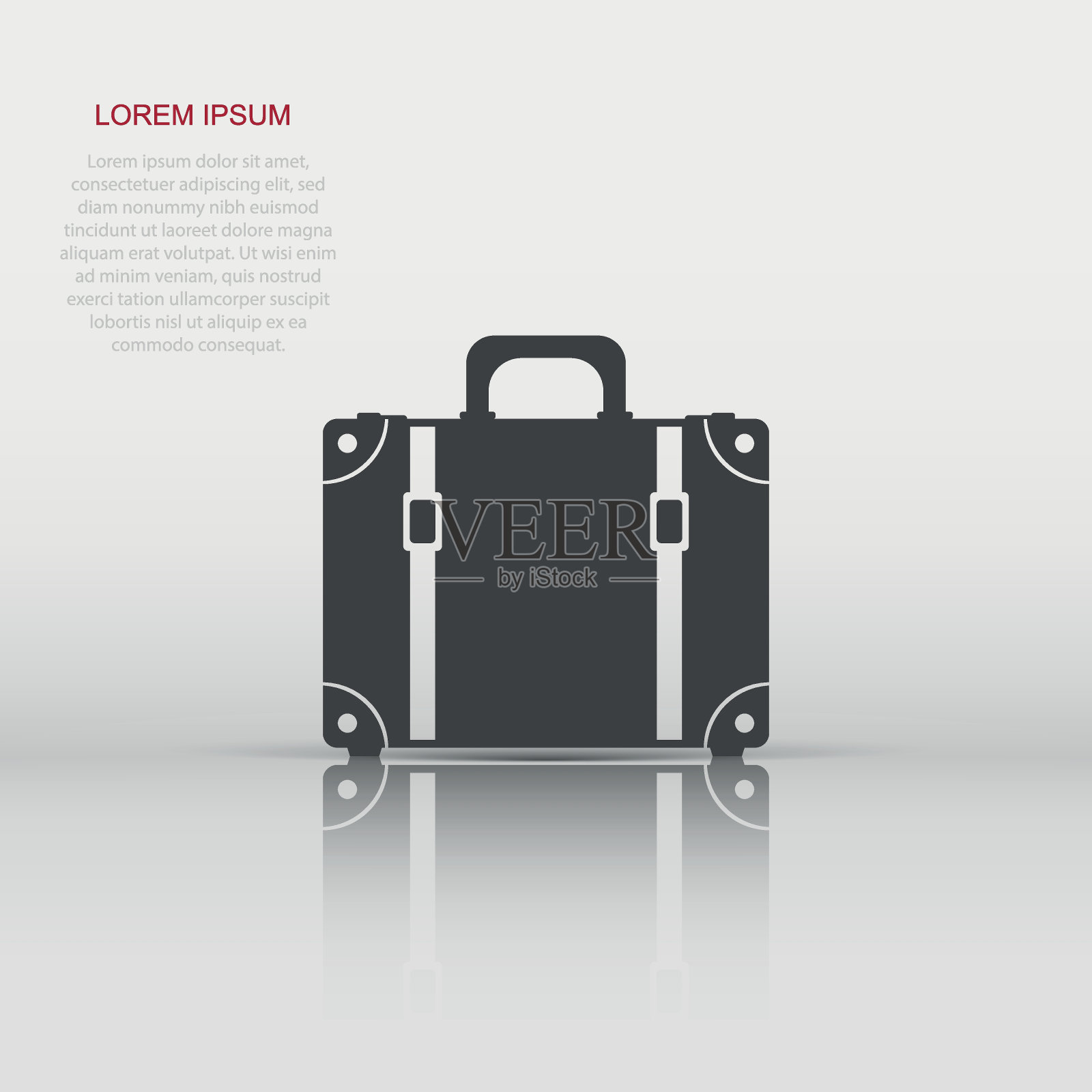 矢量行李箱图标在平面风格。案例为旅游、旅行、旅行标志图解。旅行箱经营理念。插画图片素材