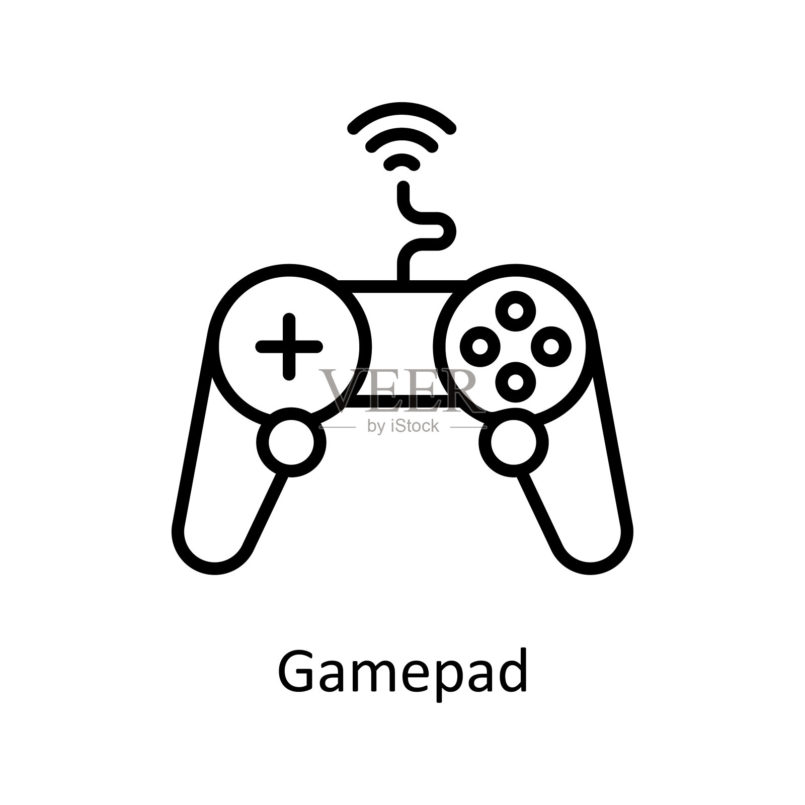 手柄矢量轮廓图标设计插图。游戏符号在白色背景EPS 10文件插画图片素材