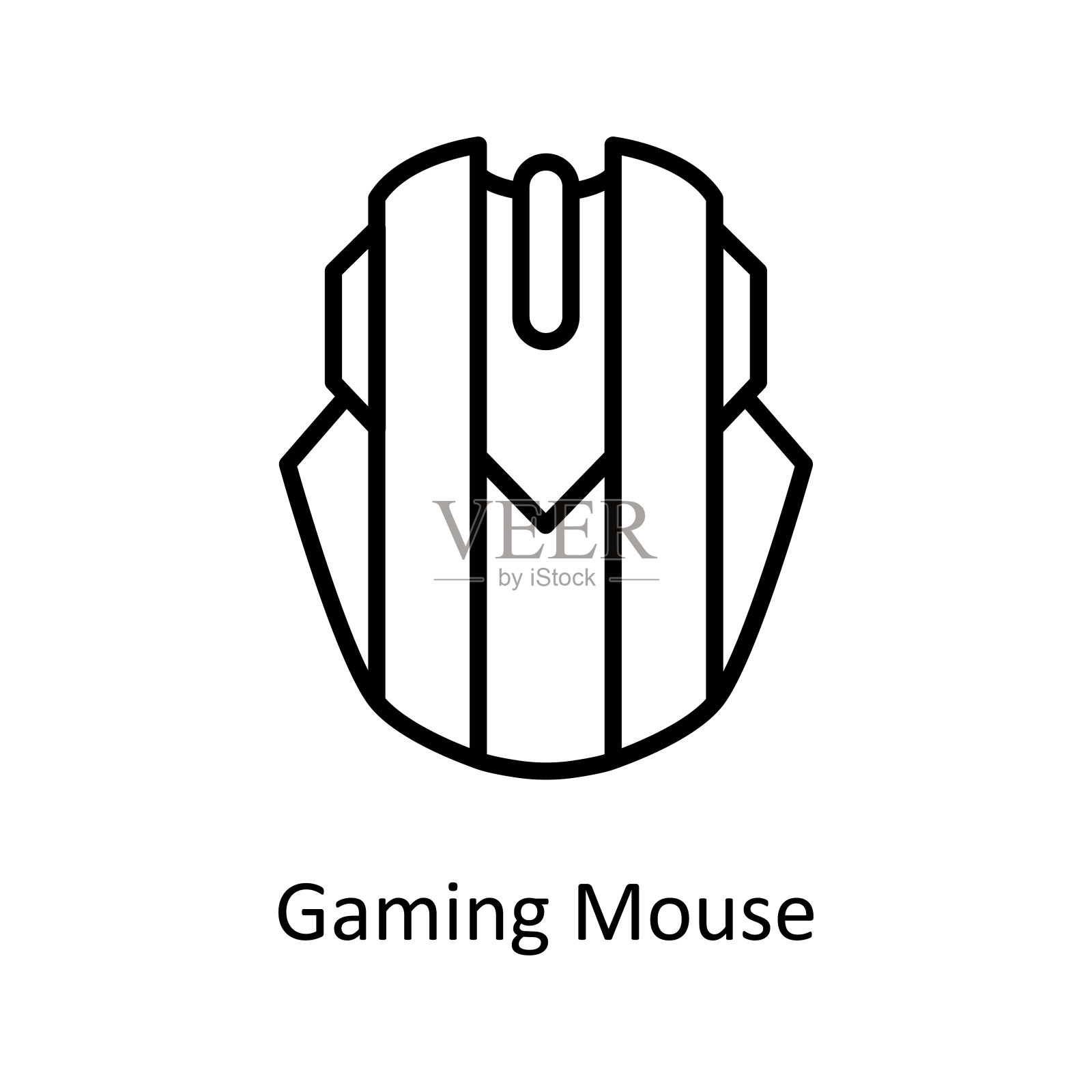 游戏鼠标矢量轮廓图标设计说明。游戏符号在白色背景EPS 10文件图标素材