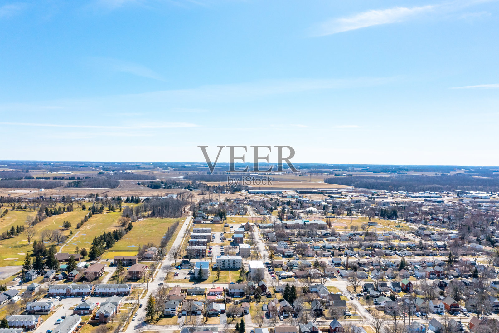 空中城市景观，斯特拉特福德，加拿大照片摄影图片