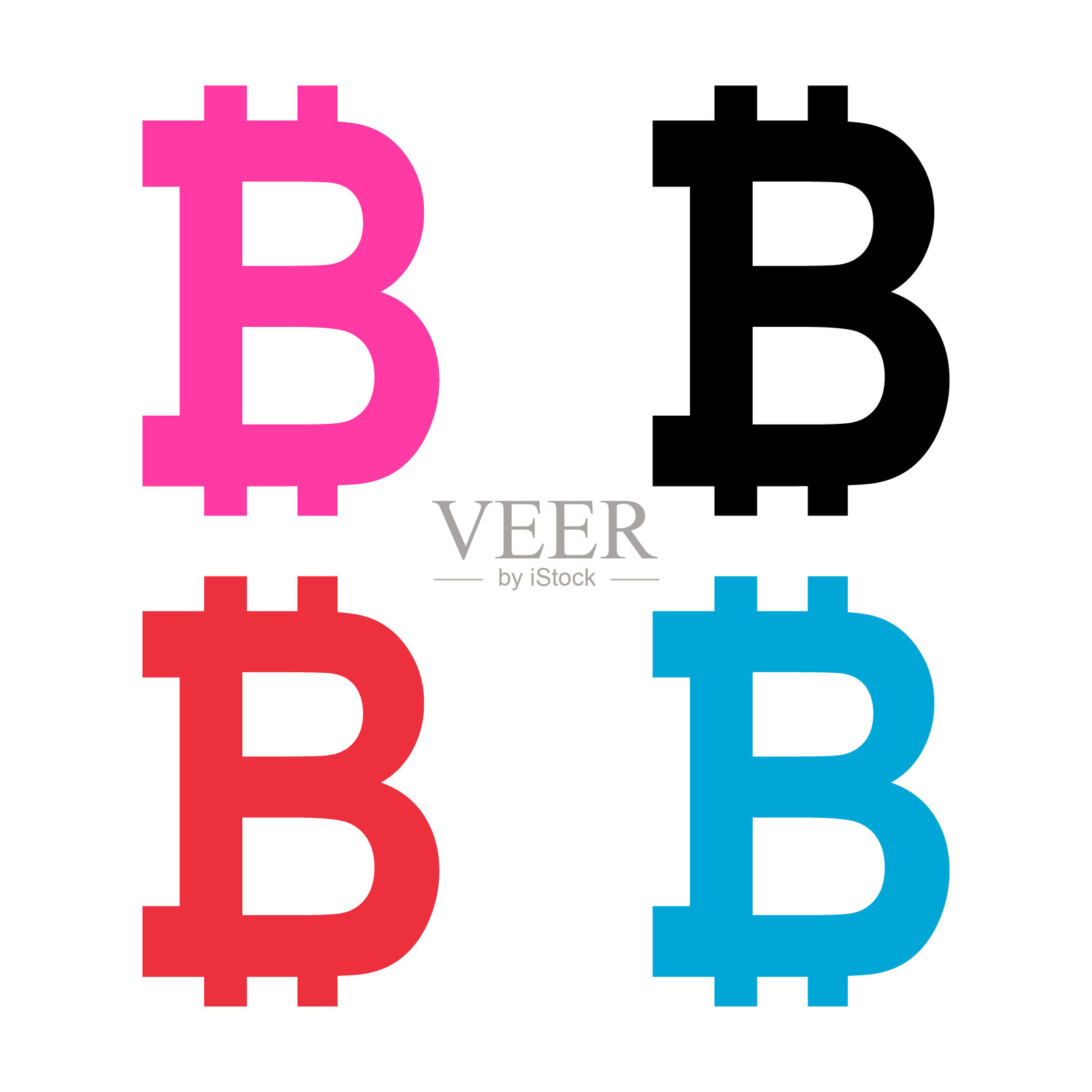 一套比特币网络硬币，互联网电子密码设计符号，数字支付矢量插图插画图片素材