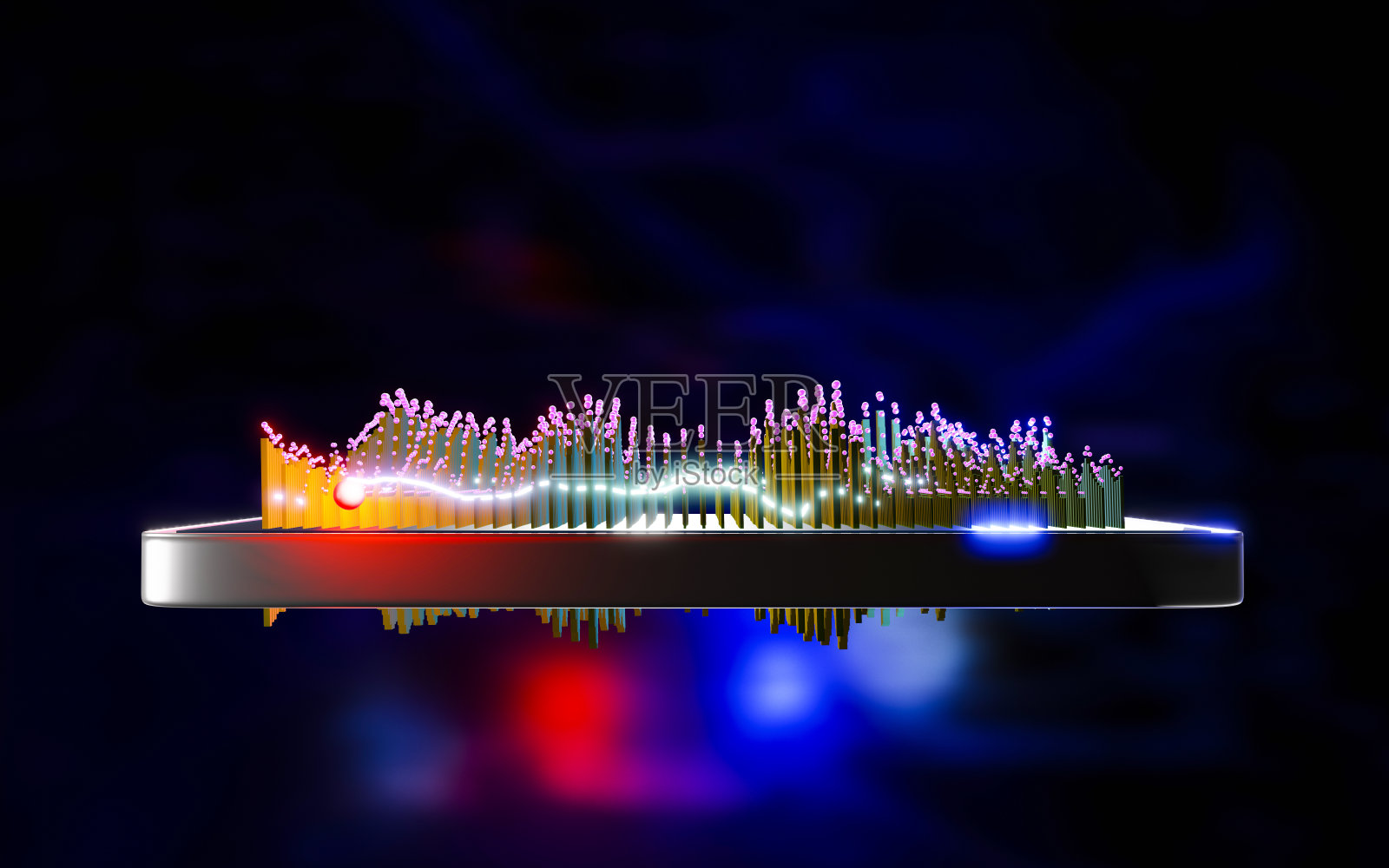 在电子调查过程中，智能手机屏幕上投影的彩色3D数据图照片摄影图片