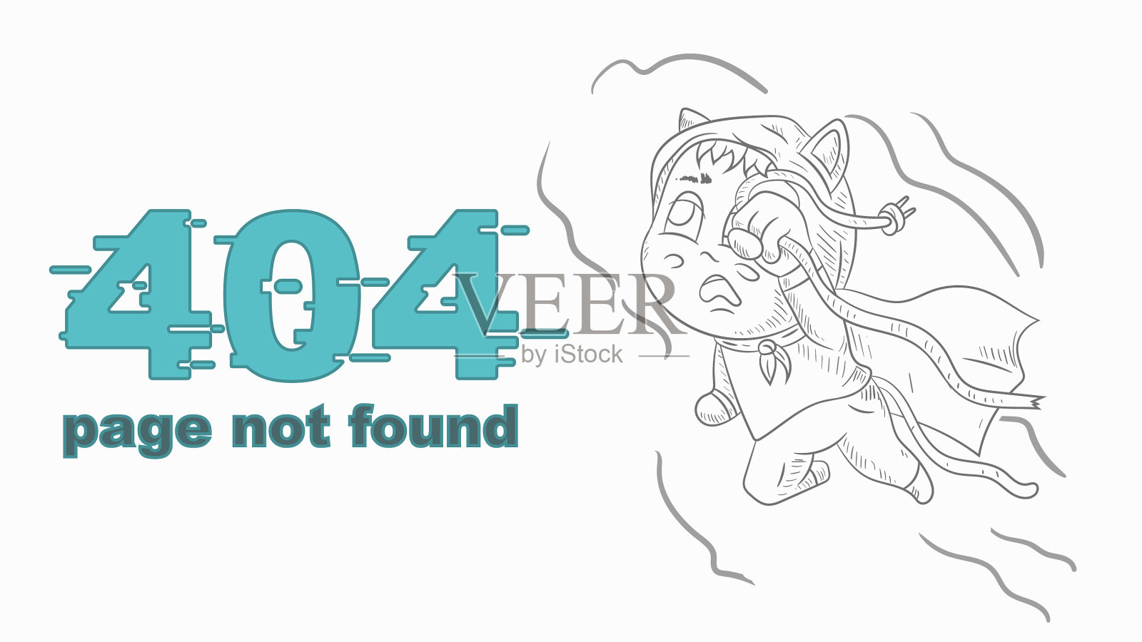 404页面错误，找不到轮廓滑稽的小人插画图片素材