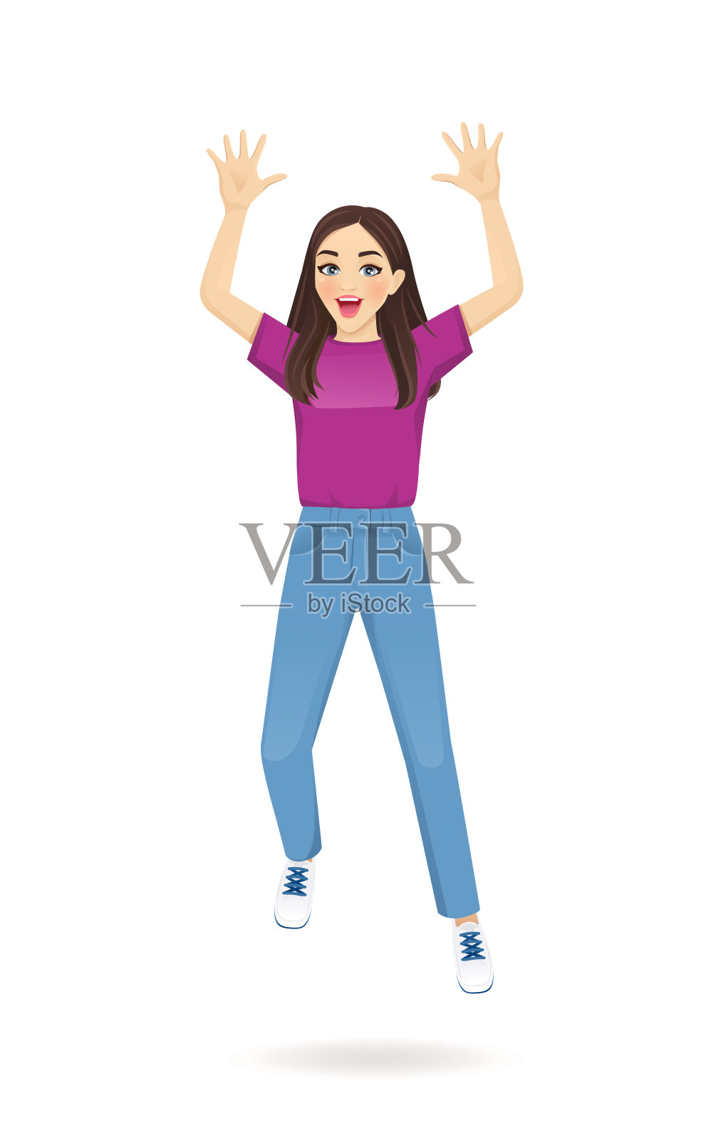 跳来跳去的女人插画图片素材