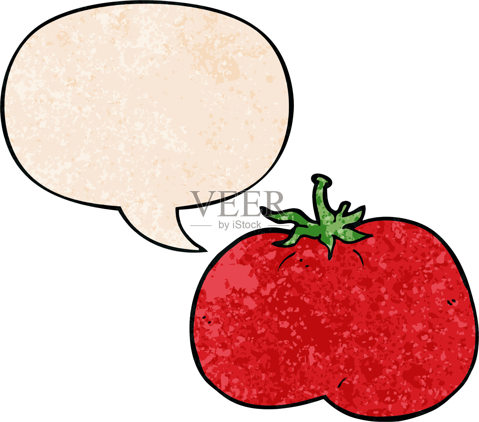 带有复古纹理风格的卡通番茄插画图片素材