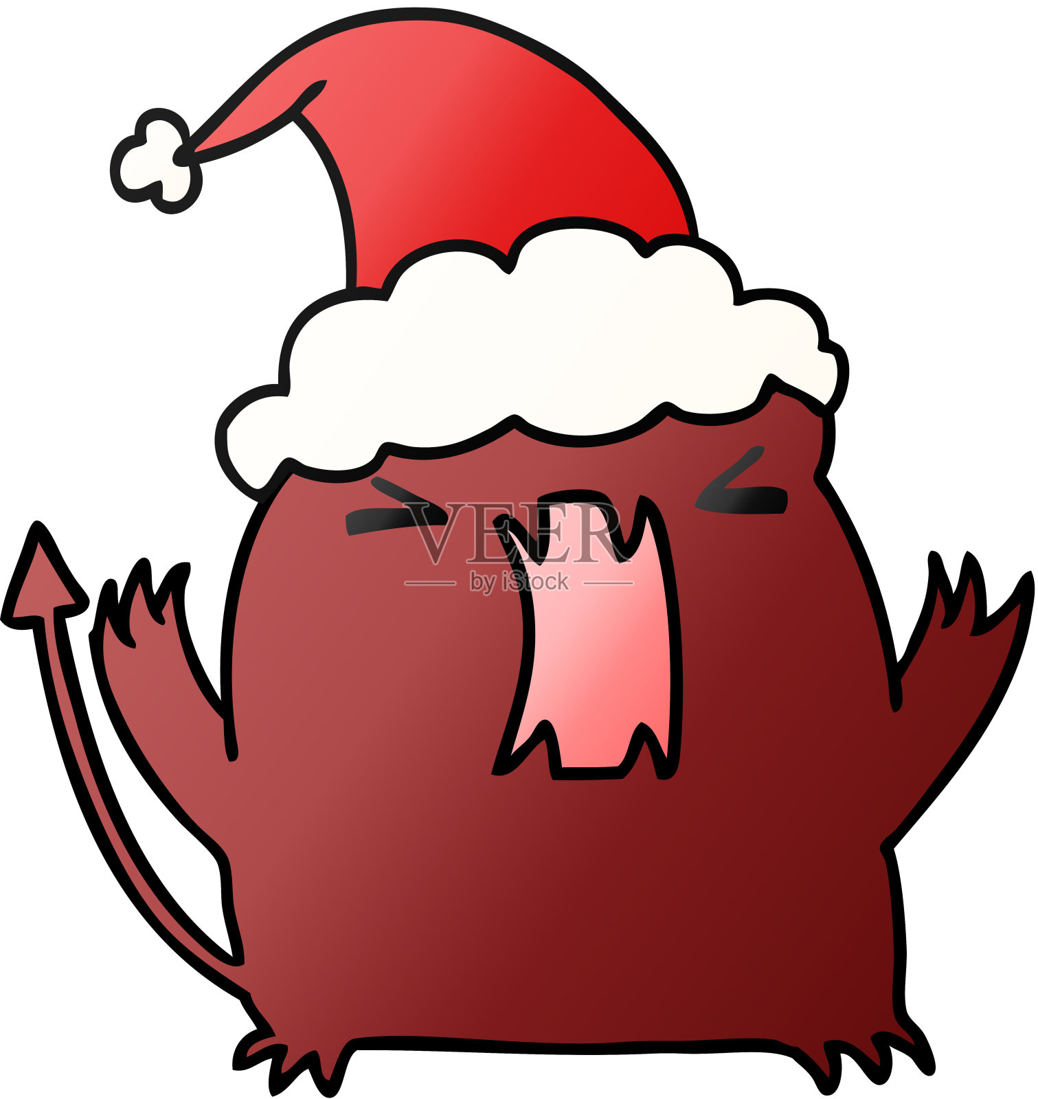 手绘圣诞渐变卡通卡哇伊魔鬼插画图片素材