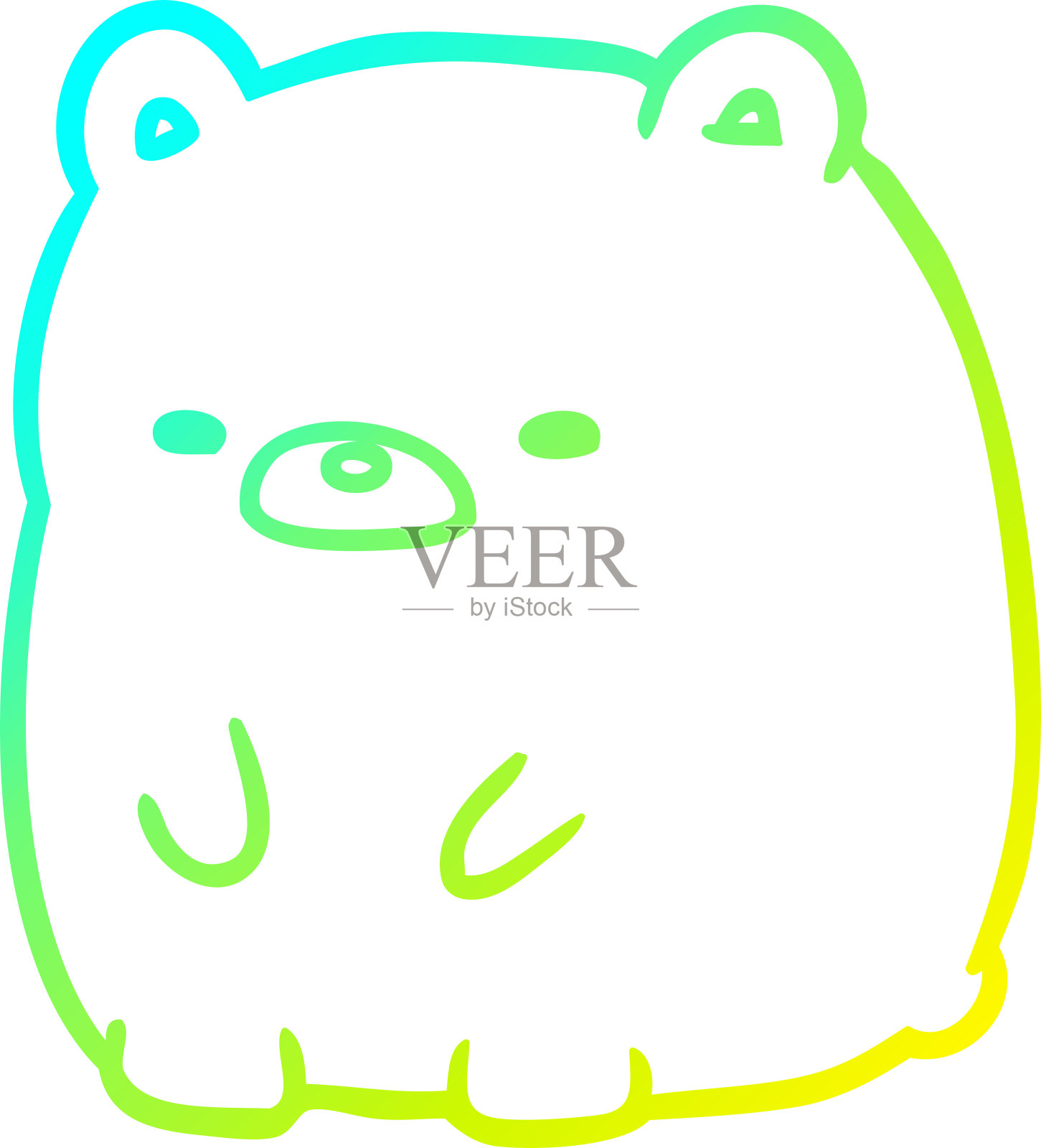 冷梯度线画一个可爱的悲伤的熊插画图片素材