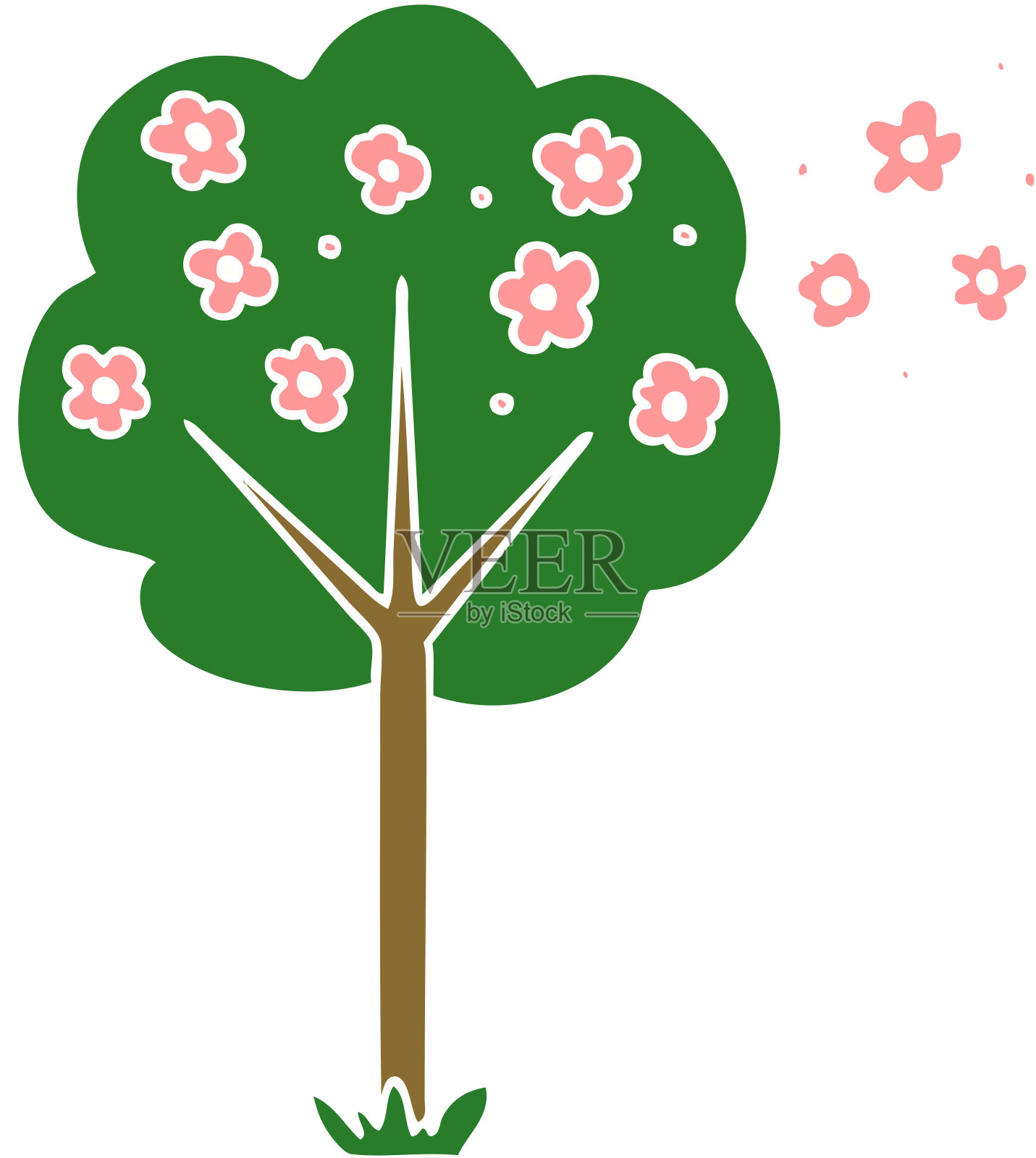 手绘古怪的卡通树插画图片素材