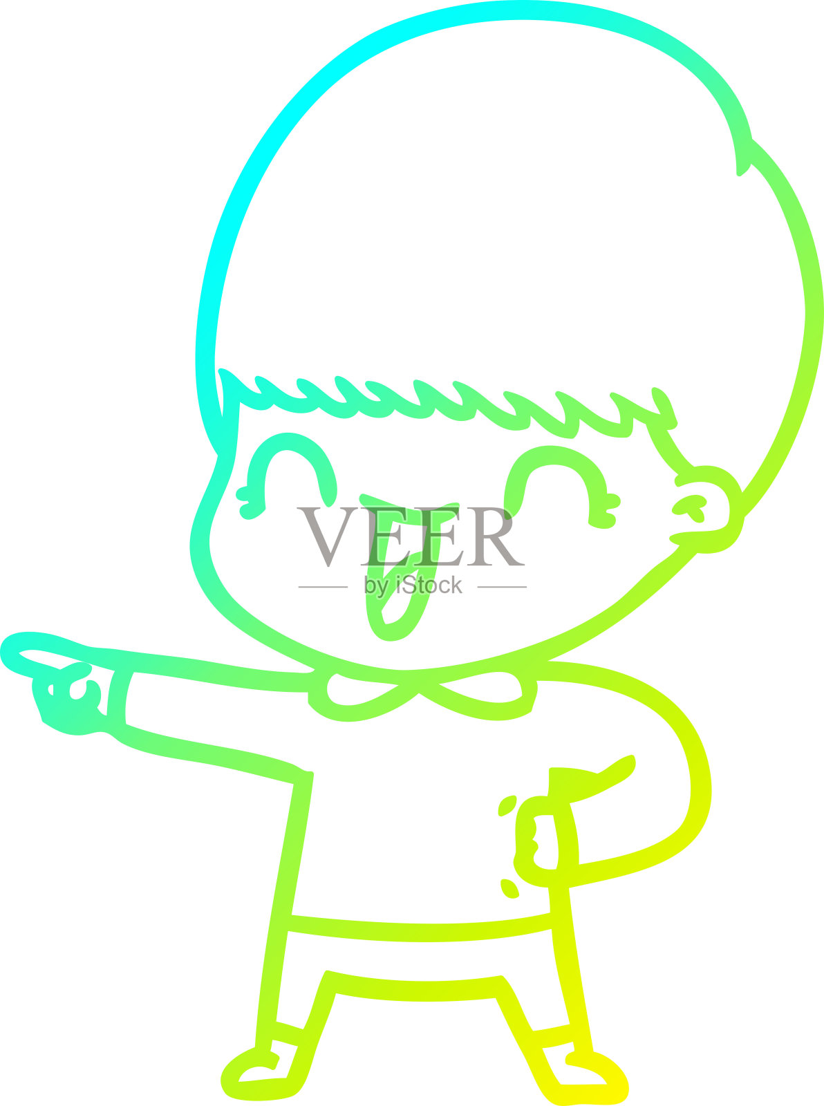 冷梯度线画一个快乐的卡通男孩插画图片素材