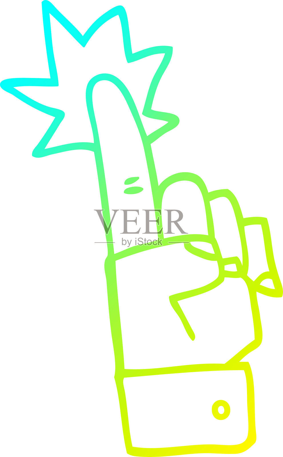 冷梯度线绘制的卡通指向手插画图片素材